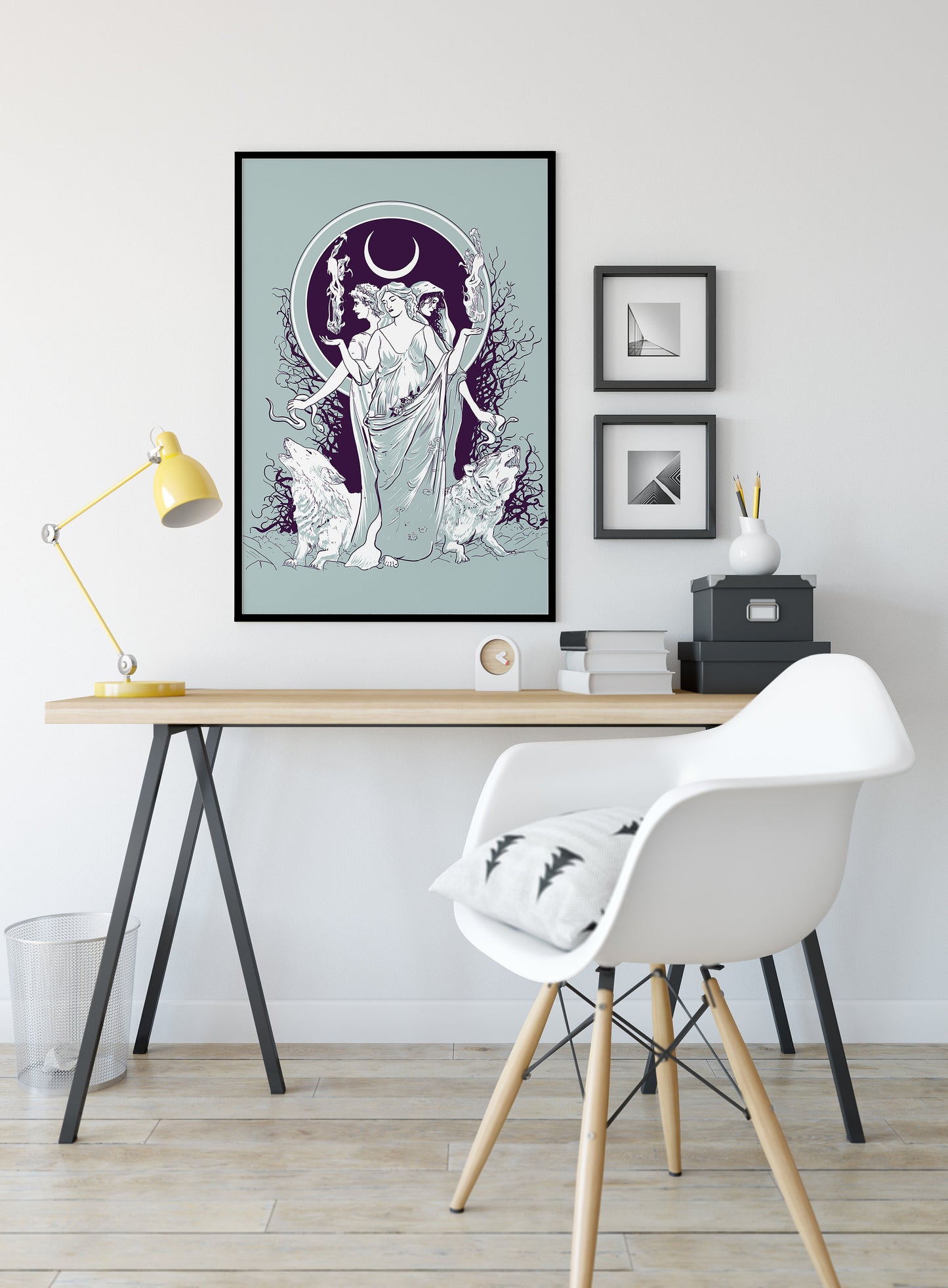 Moon Goddess Hecate Poster- Wiccan Tapestry - Hecate Witchy Print, No Frame
