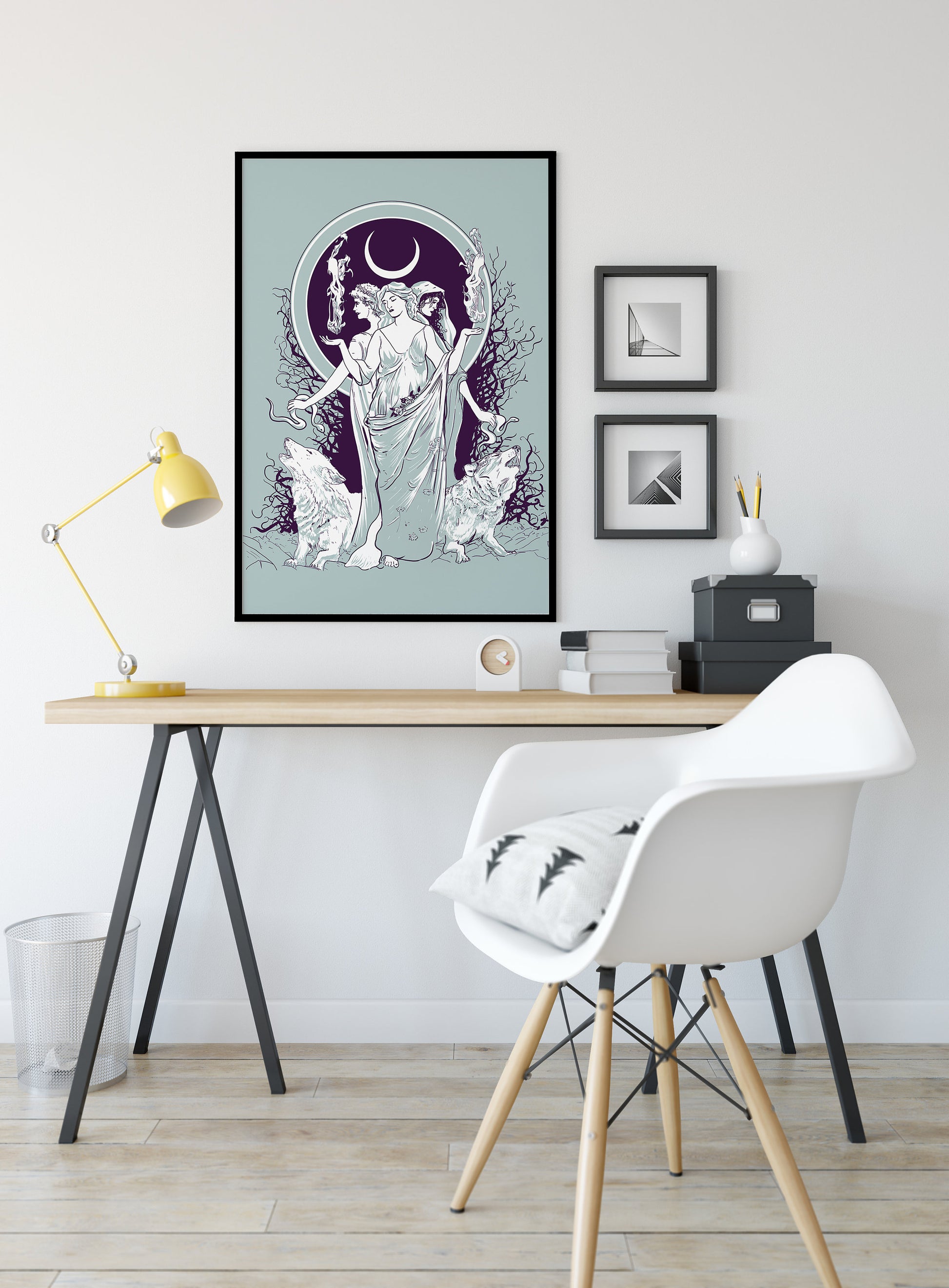 Moon Goddess Hecate Poster- Wiccan Tapestry - Hecate Witchy Print, No Frame