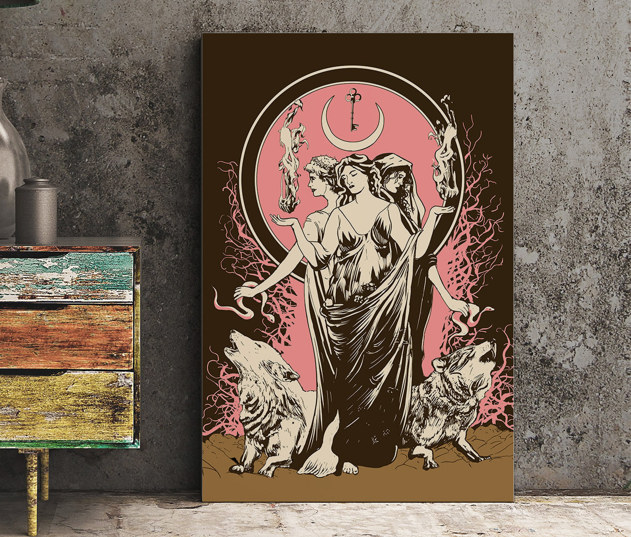 Moon Goddess Hecate Poster- Wiccan Poster - Violet Hecate Witchy Neapolitan Print, No Frame