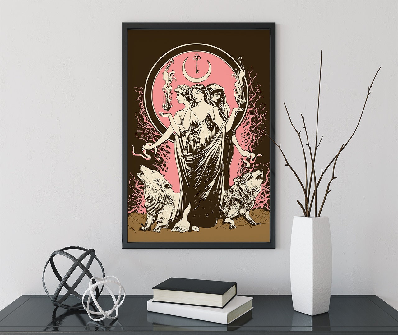 Moon Goddess Hecate Poster- Wiccan Poster - Violet Hecate Witchy Neapolitan Print, No Frame
