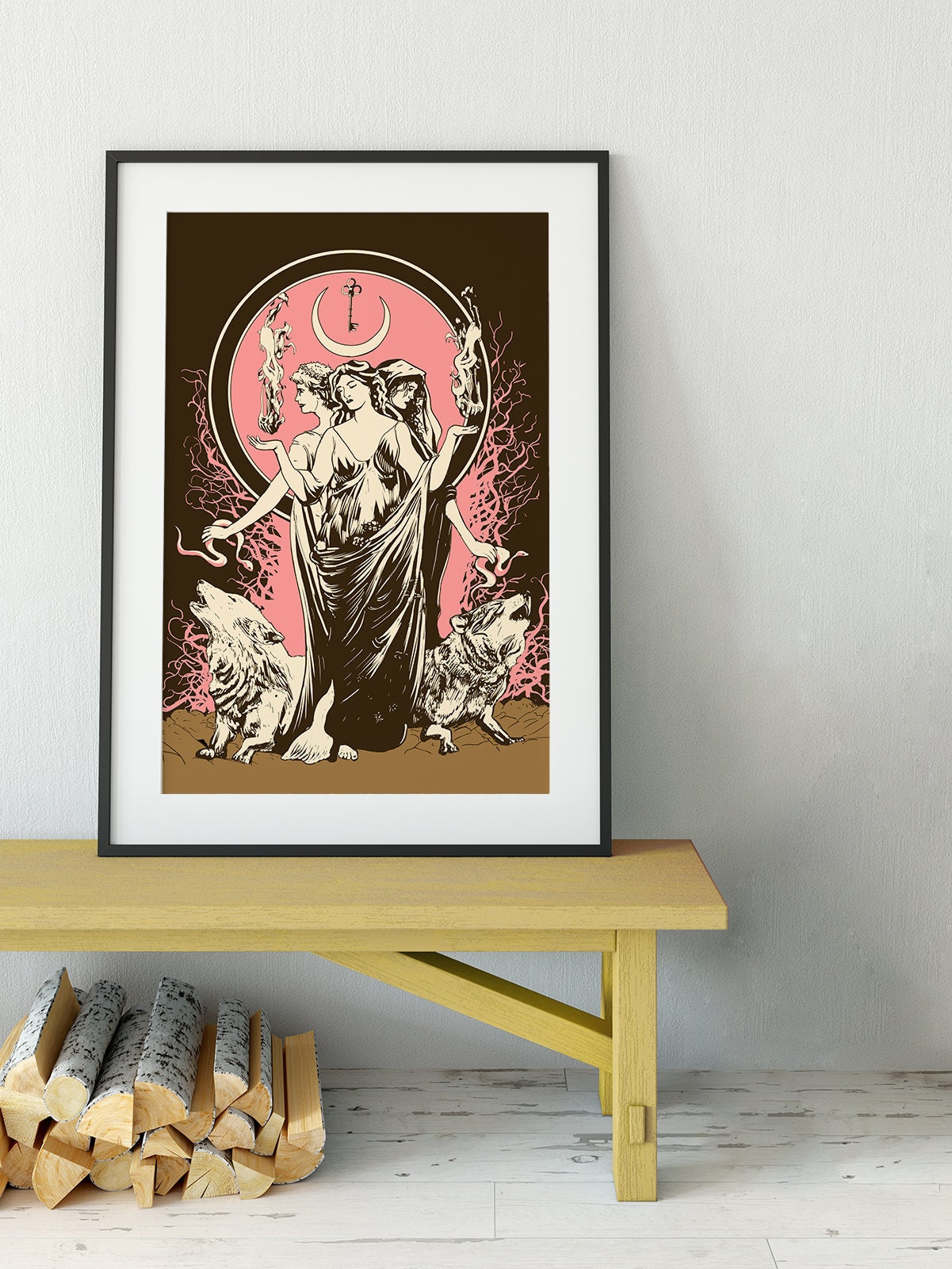Moon Goddess Hecate Poster- Wiccan Poster - Violet Hecate Witchy Neapolitan Print, No Frame