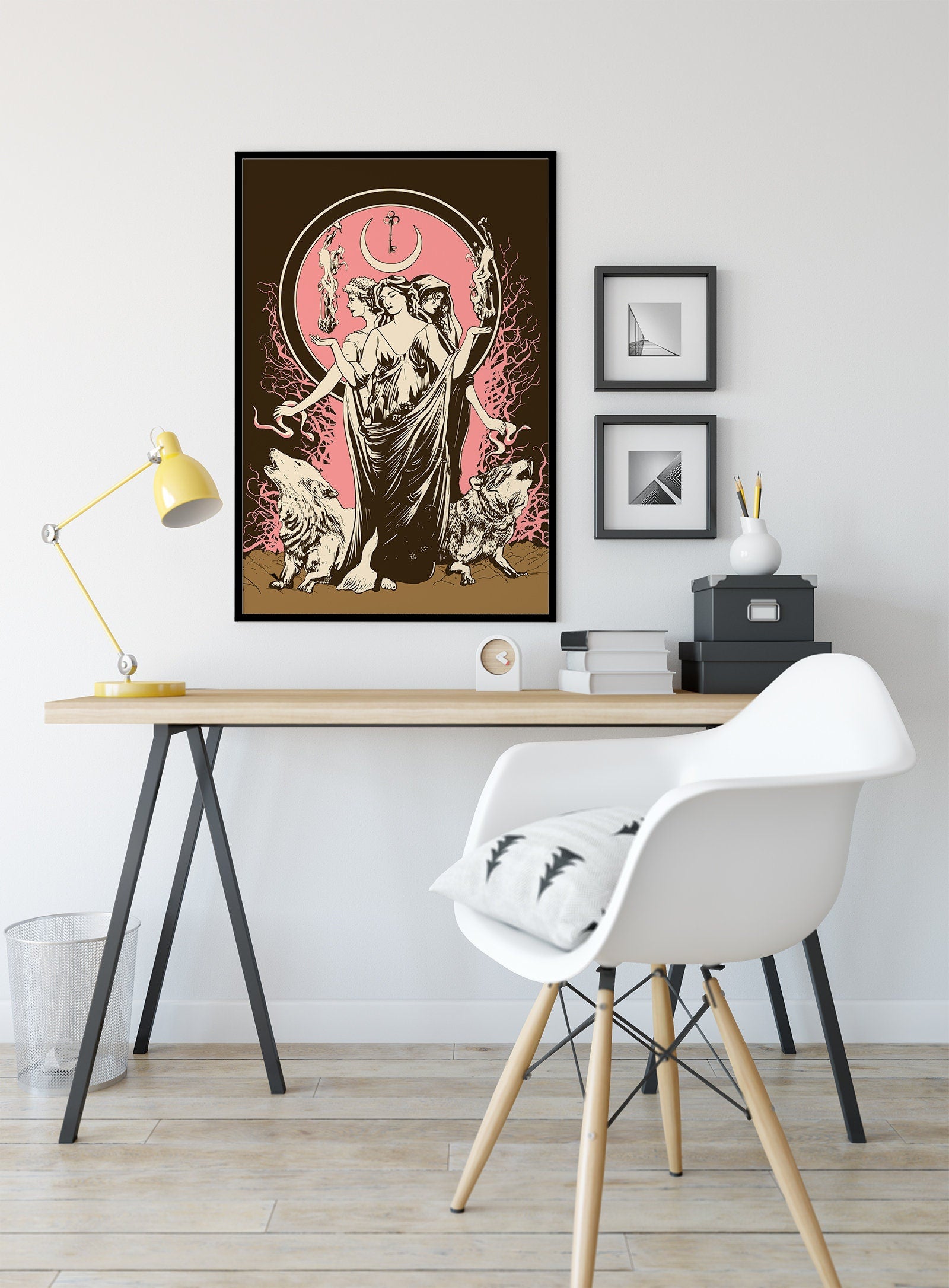 Moon Goddess Hecate Poster- Wiccan Poster - Violet Hecate Witchy Neapolitan Print, No Frame