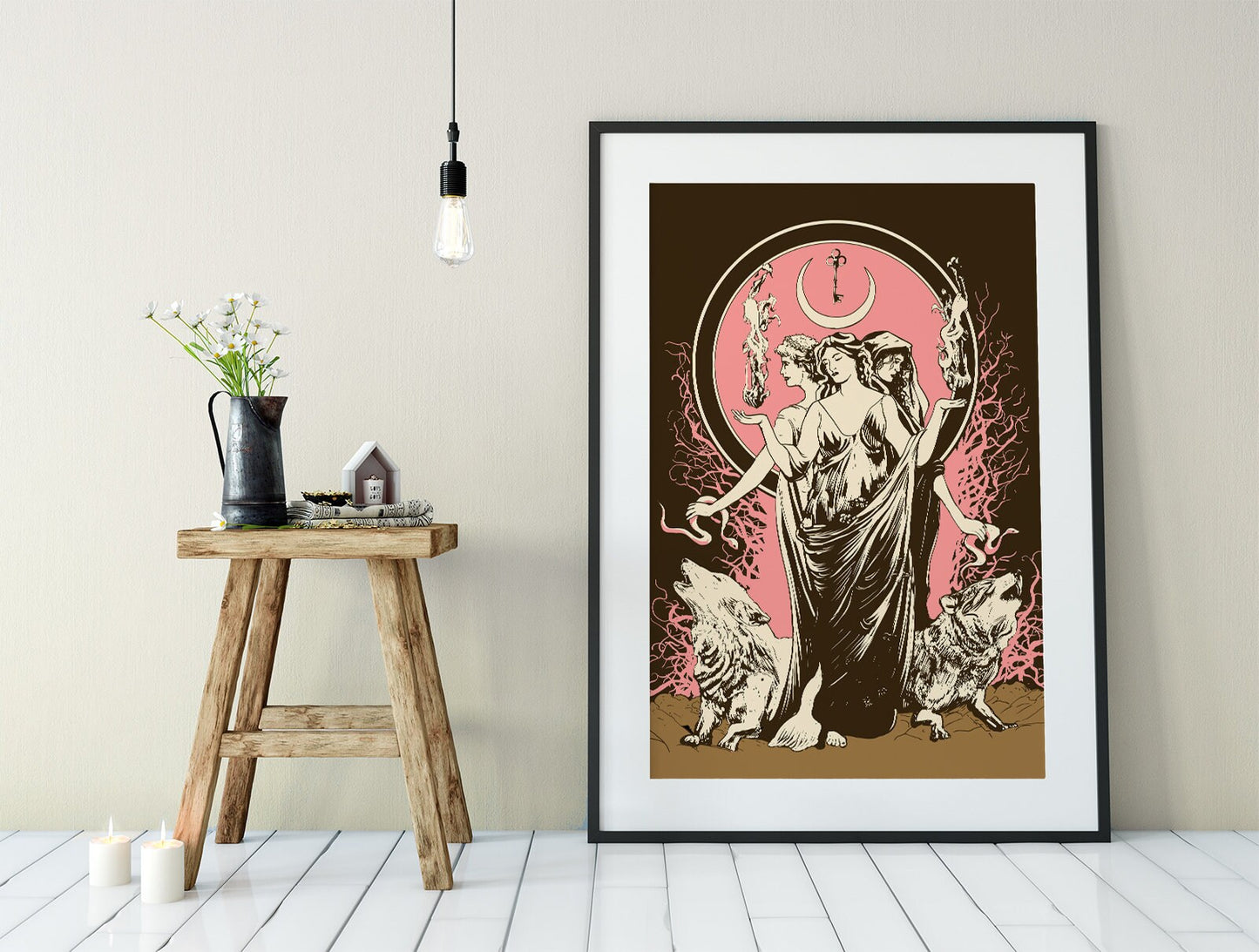 Moon Goddess Hecate Poster- Wiccan Poster - Violet Hecate Witchy Neapolitan Print, No Frame
