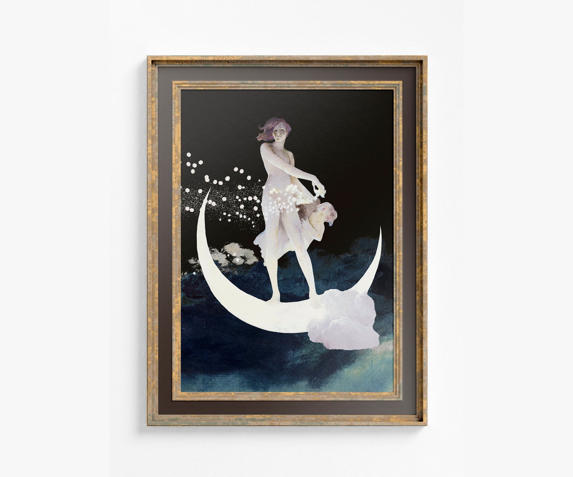 Moon Goddess Mother Art Print - Spring Scattering Stars (1927) by Edwin Blashfield - Enhanced Design