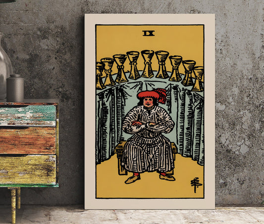 Nine of Cups - Tarot Card Print - The 9 of Cups Card Poster, No Frame