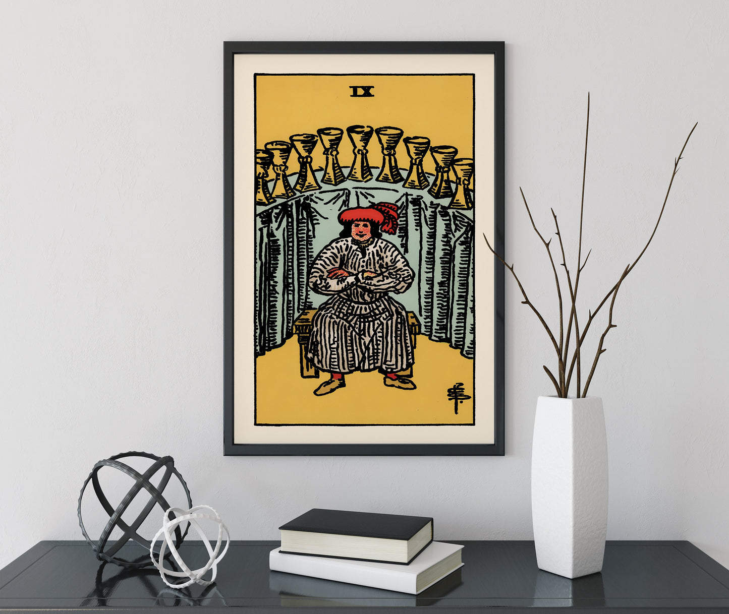 Nine of Cups - Tarot Card Print - The 9 of Cups Card Poster, No Frame