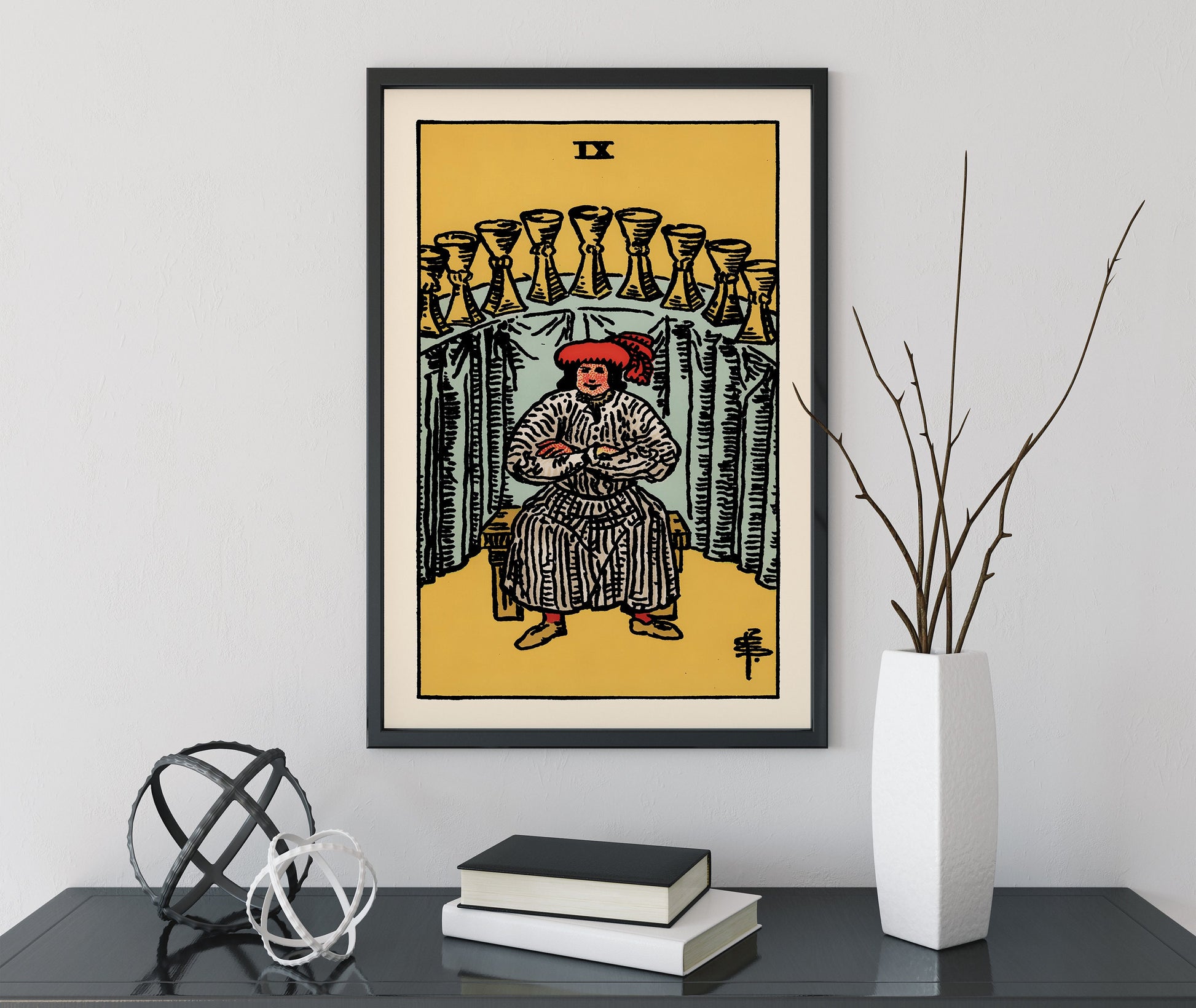 Nine of Cups - Tarot Card Print - The 9 of Cups Card Poster, No Frame