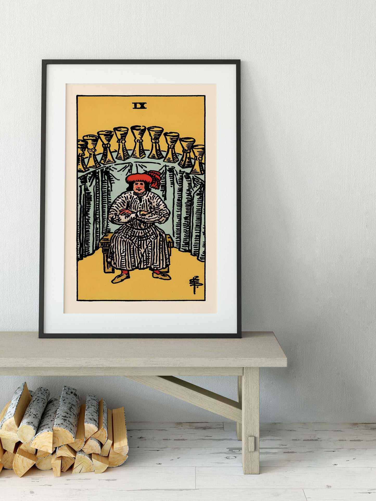 Nine of Cups - Tarot Card Print - The 9 of Cups Card Poster, No Frame