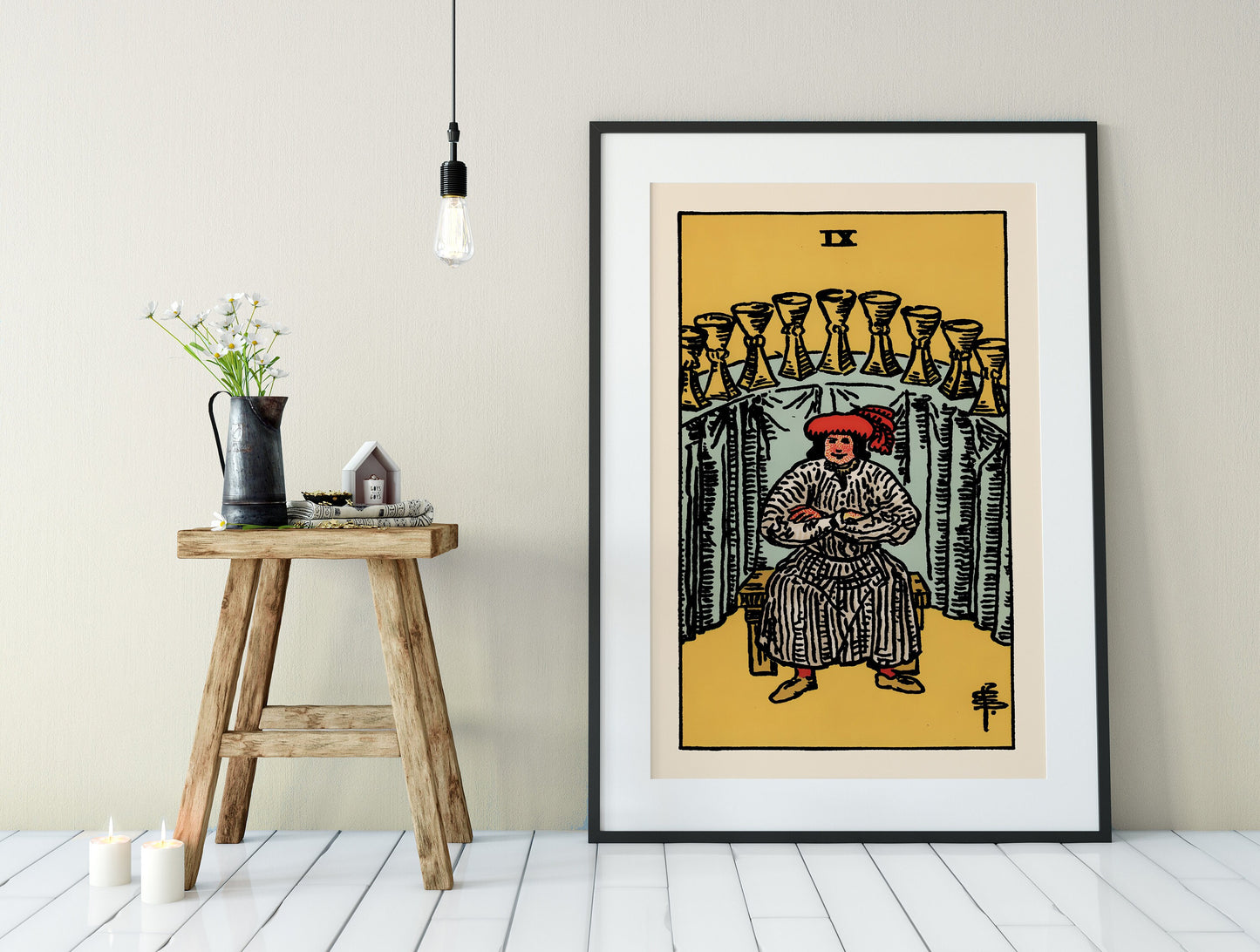 Nine of Cups - Tarot Card Print - The 9 of Cups Card Poster, No Frame