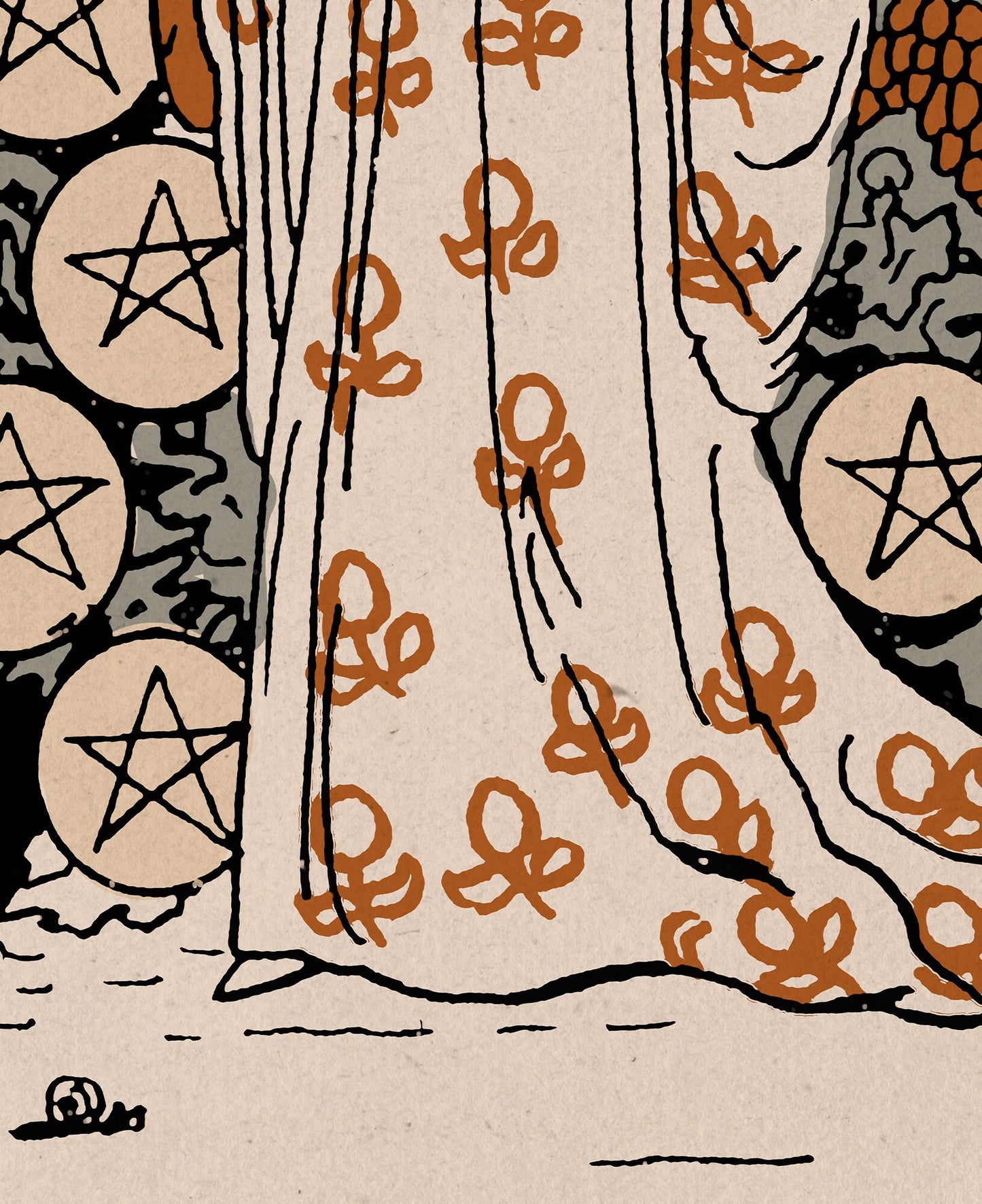 Nine Of Pentacles- Tarot Card Print - The 9 Of Pentacles Card Neutral Vibe Poster Eclectic Tarot, No Frame