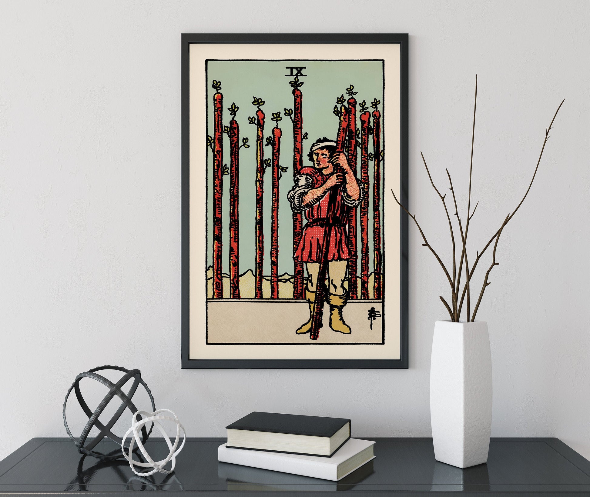 Nine of Wands - Tarot Card Print - The 9 of Wands Card Poster, No Frame