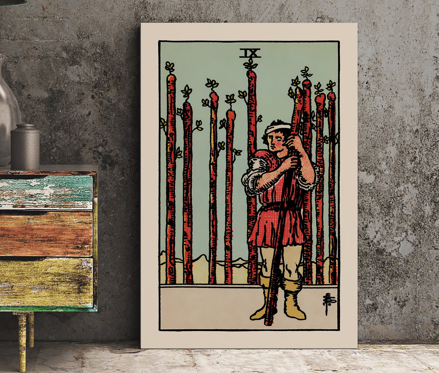 Nine of Wands - Tarot Card Print - The 9 of Wands Card Poster, No Frame