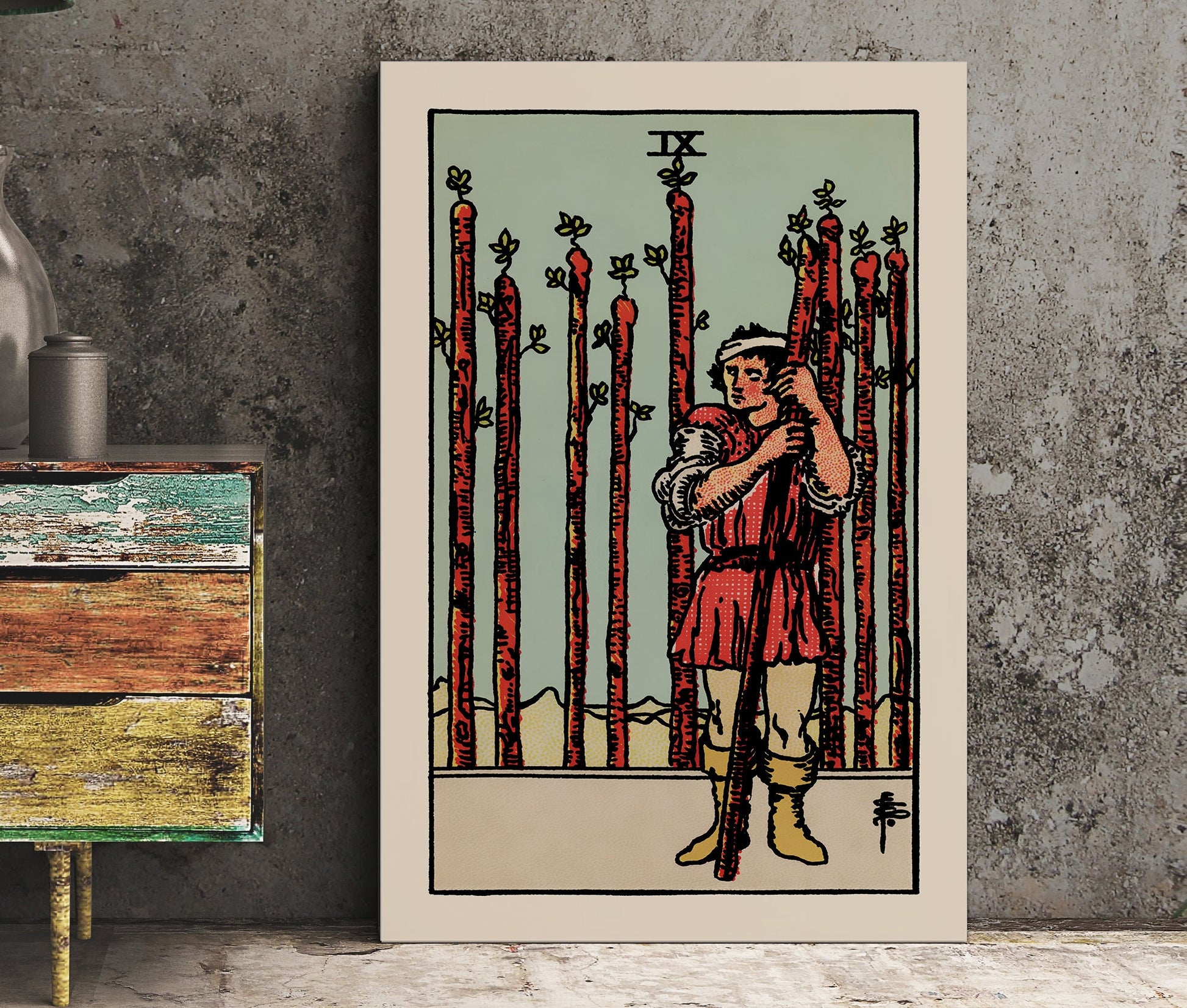 Nine of Wands - Tarot Card Print - The 9 of Wands Card Poster, No Frame