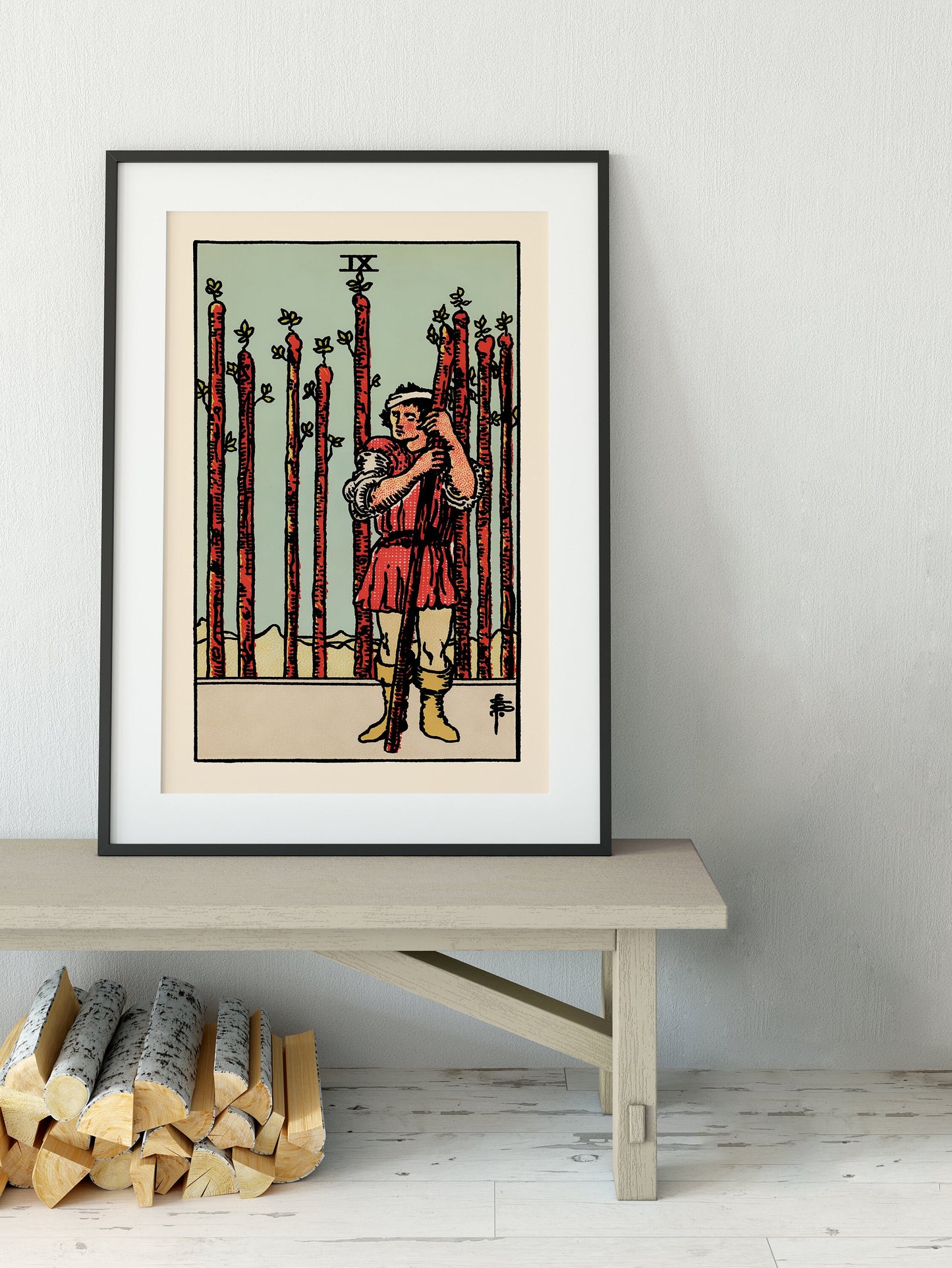 Nine of Wands - Tarot Card Print - The 9 of Wands Card Poster, No Frame