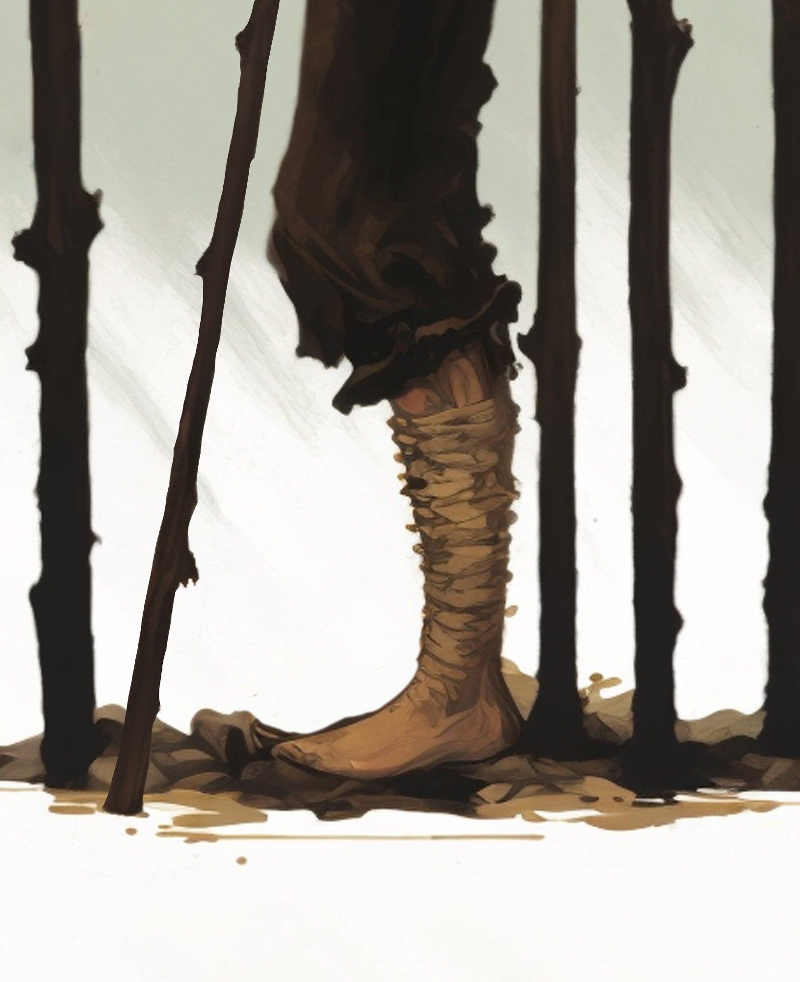 Nine of Wands - The Green Menagerie Tarot Card Print - The 9 of Wands Card Poster, No Frame