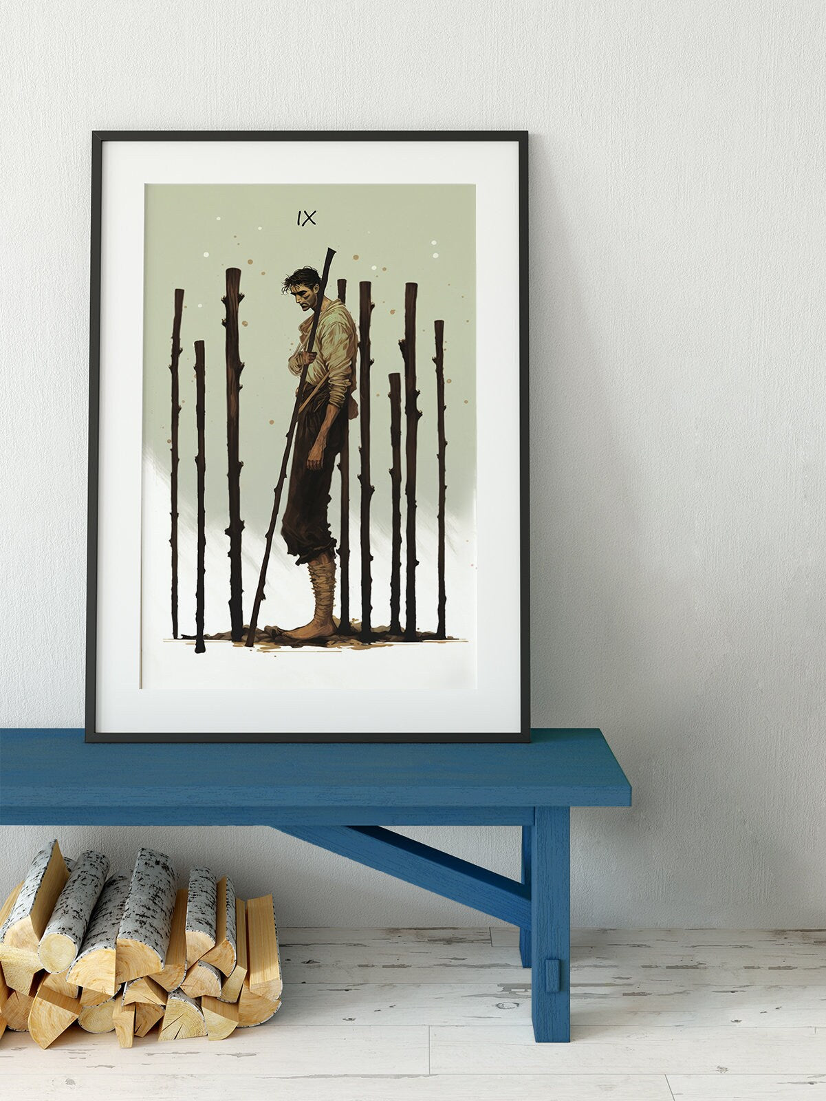Nine of Wands - The Green Menagerie Tarot Card Print - The 9 of Wands Card Poster, No Frame
