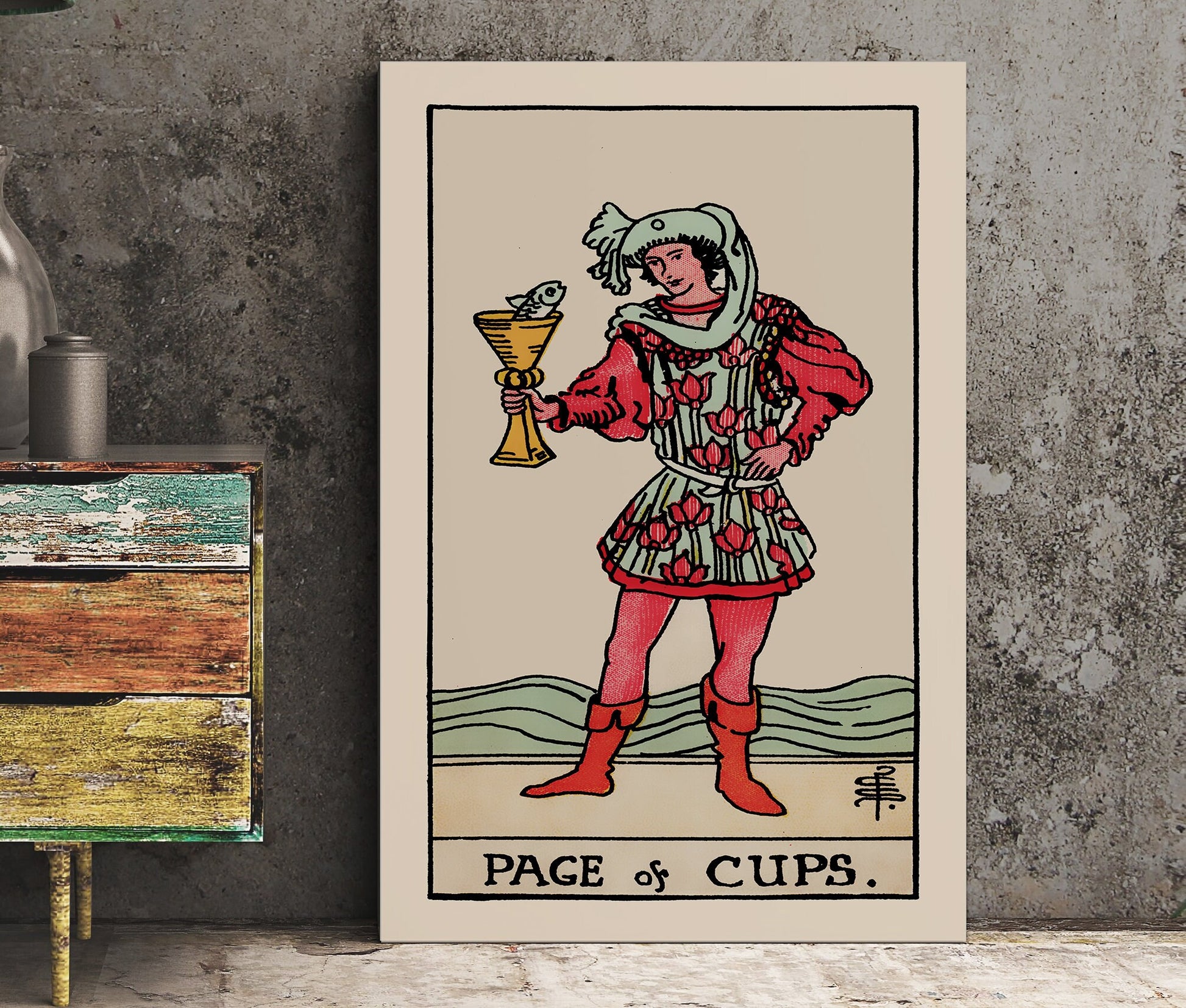 Page of Cups- Tarot Card Print - The Page of Cups Card Poster, No Frame