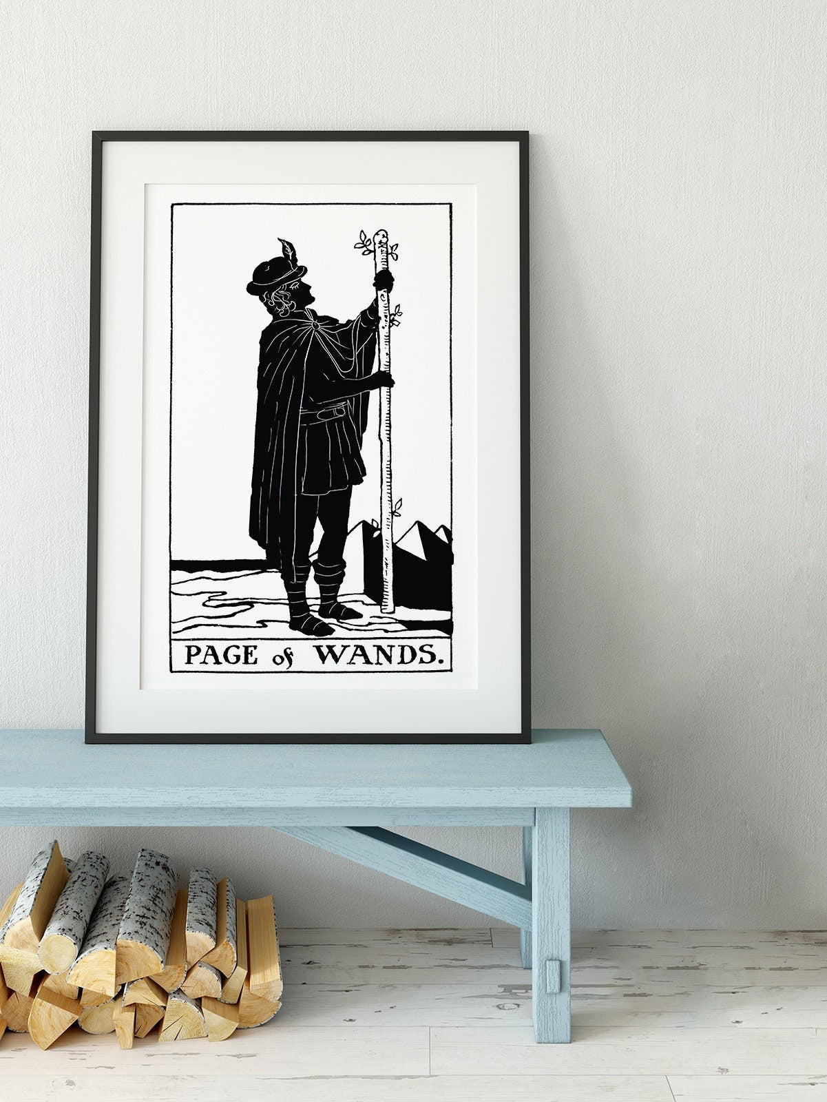Page of Wands- Tarot Card Print - The Page of Wands Card from the Green Menagerie Deck Poster, No Frame