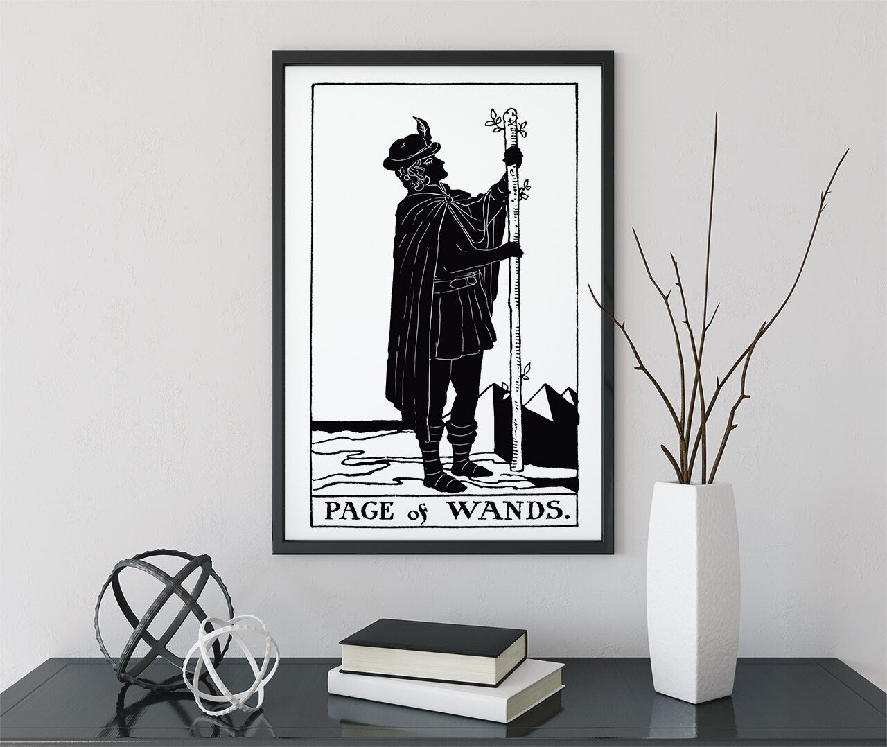 Page of Wands- Tarot Card Print - The Page of Wands Card from the Green Menagerie Deck Poster, No Frame