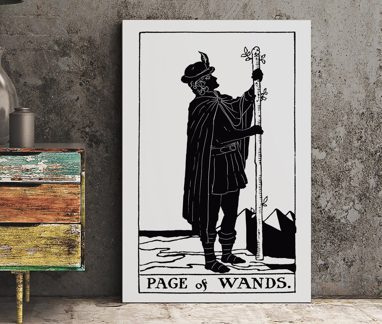 Page of Wands- Tarot Card Print - The Page of Wands Card from the Green Menagerie Deck Poster, No Frame