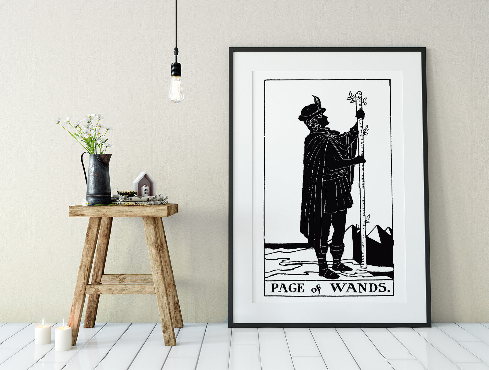 Page of Wands- Tarot Card Print - The Page of Wands Card from the Green Menagerie Deck Poster, No Frame