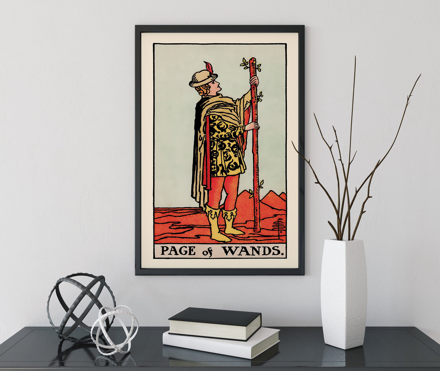 Page of Wands- Tarot Card Print - The Page of Wands Card Poster, No Frame