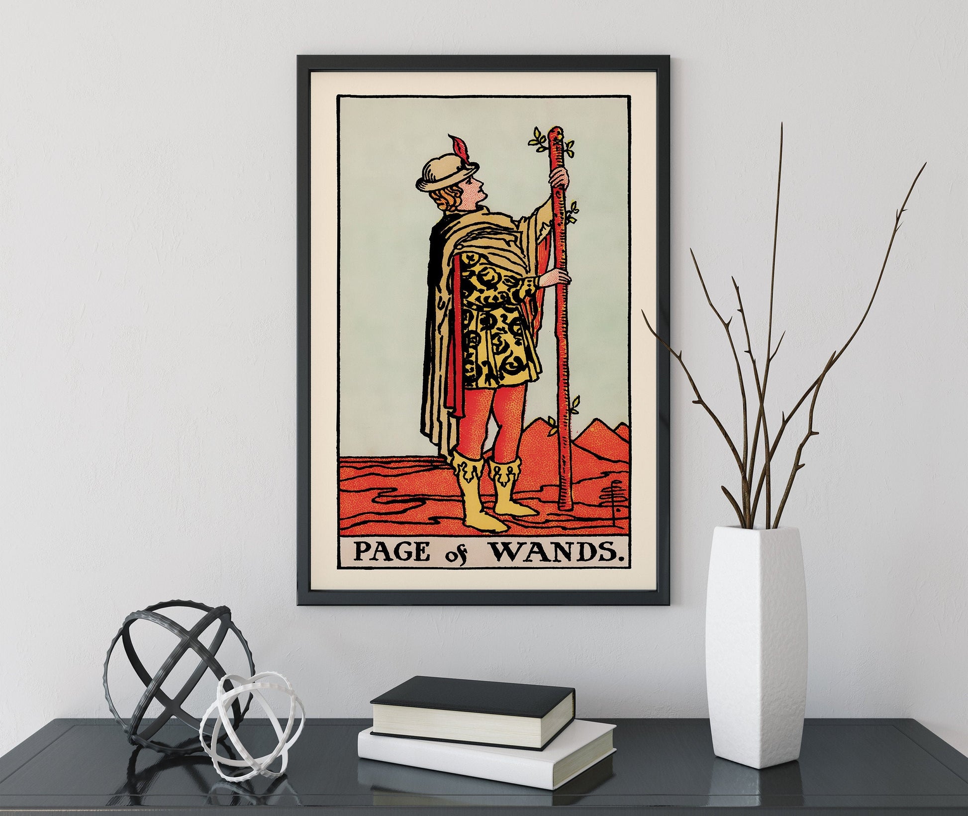 Page of Wands- Tarot Card Print - The Page of Wands Card Poster, No Frame