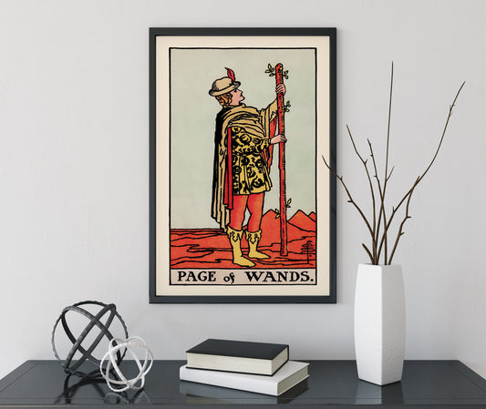 Page of Wands- Tarot Card Print - The Page of Wands Card Poster, No Frame