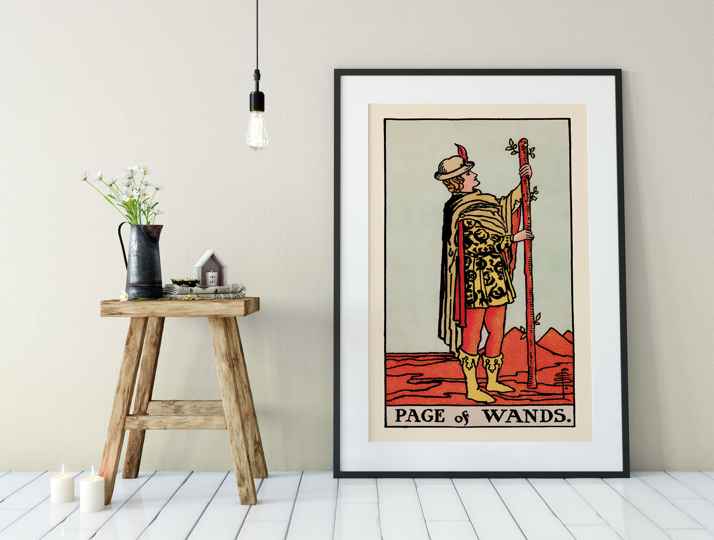 Page of Wands- Tarot Card Print - The Page of Wands Card Poster, No Frame