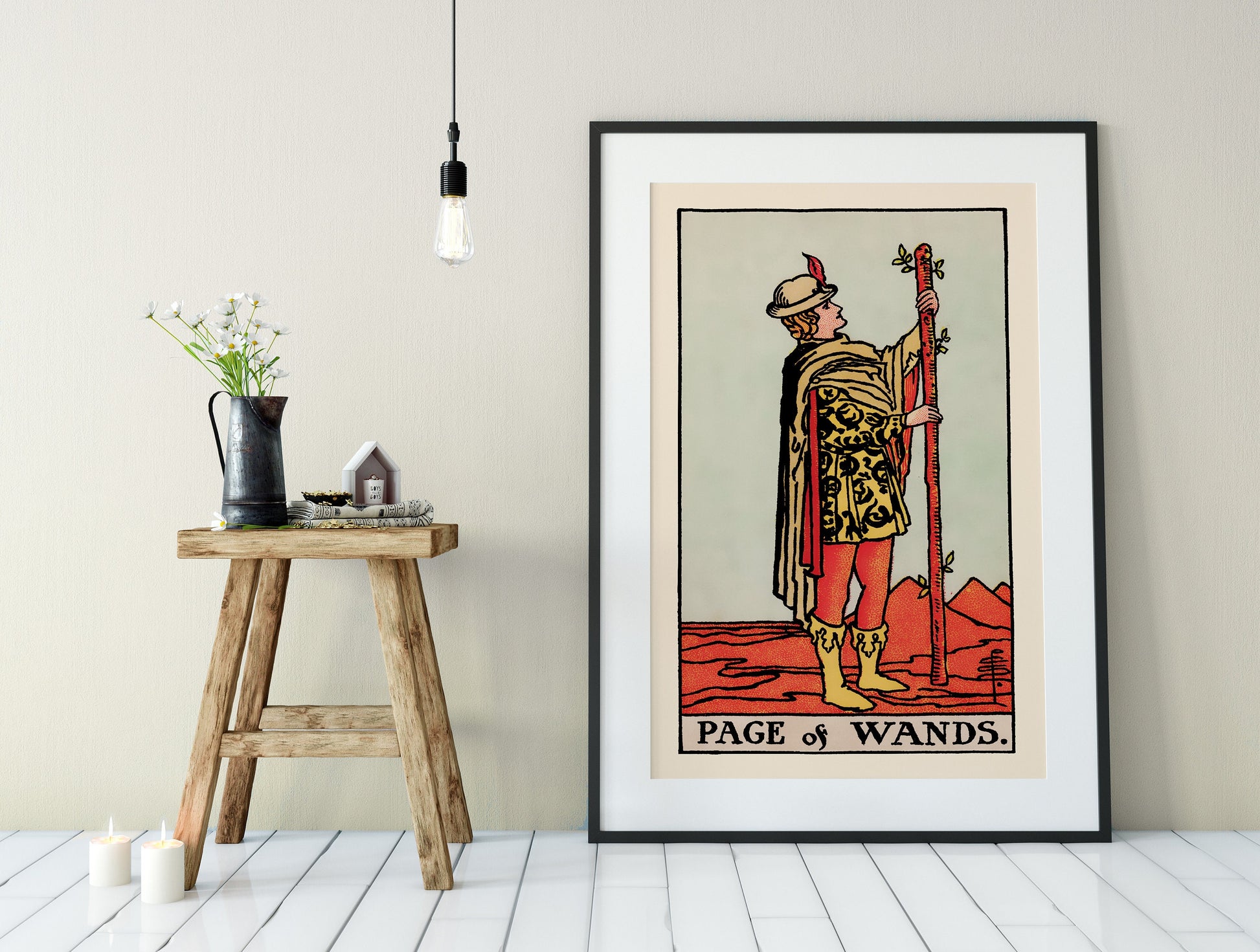 Page of Wands- Tarot Card Print - The Page of Wands Card Poster, No Frame