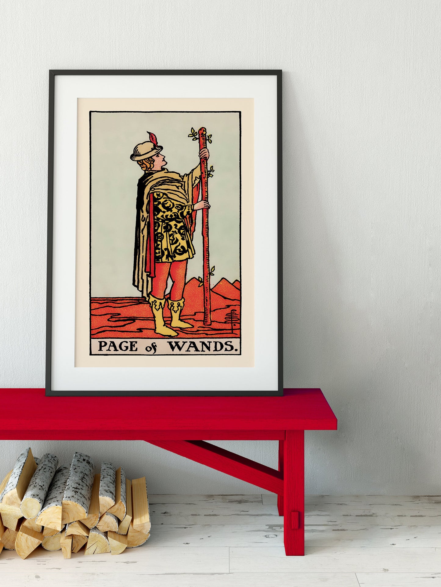 Page of Wands- Tarot Card Print - The Page of Wands Card Poster, No Frame