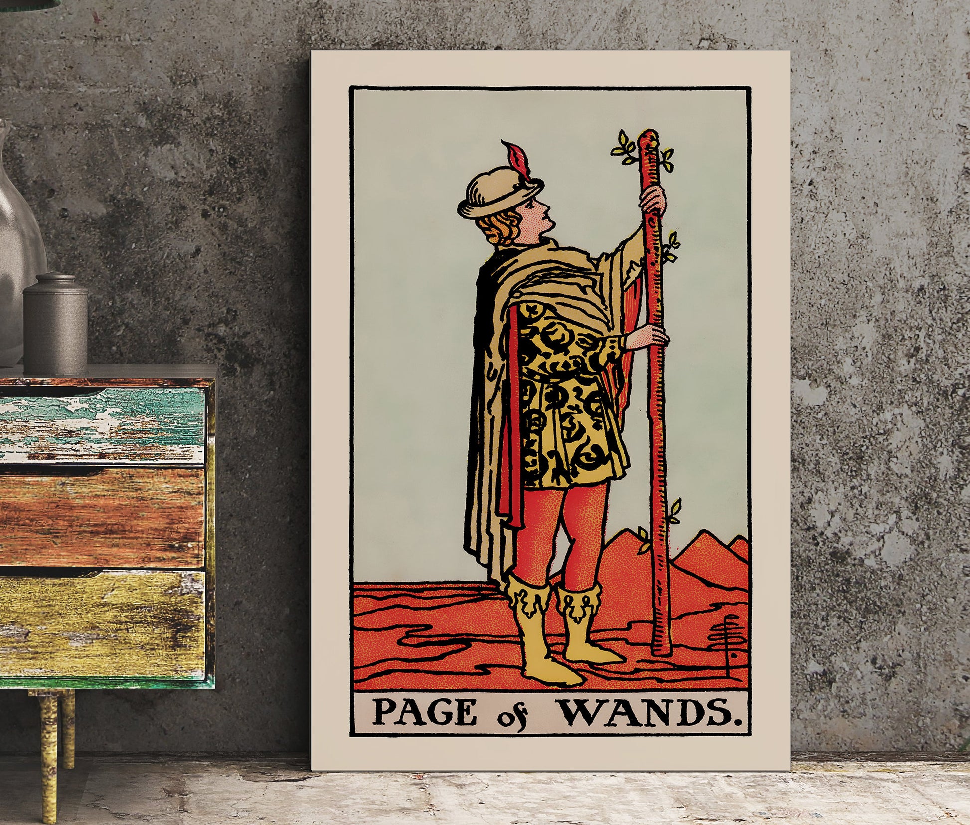 Page of Wands- Tarot Card Print - The Page of Wands Card Poster, No Frame