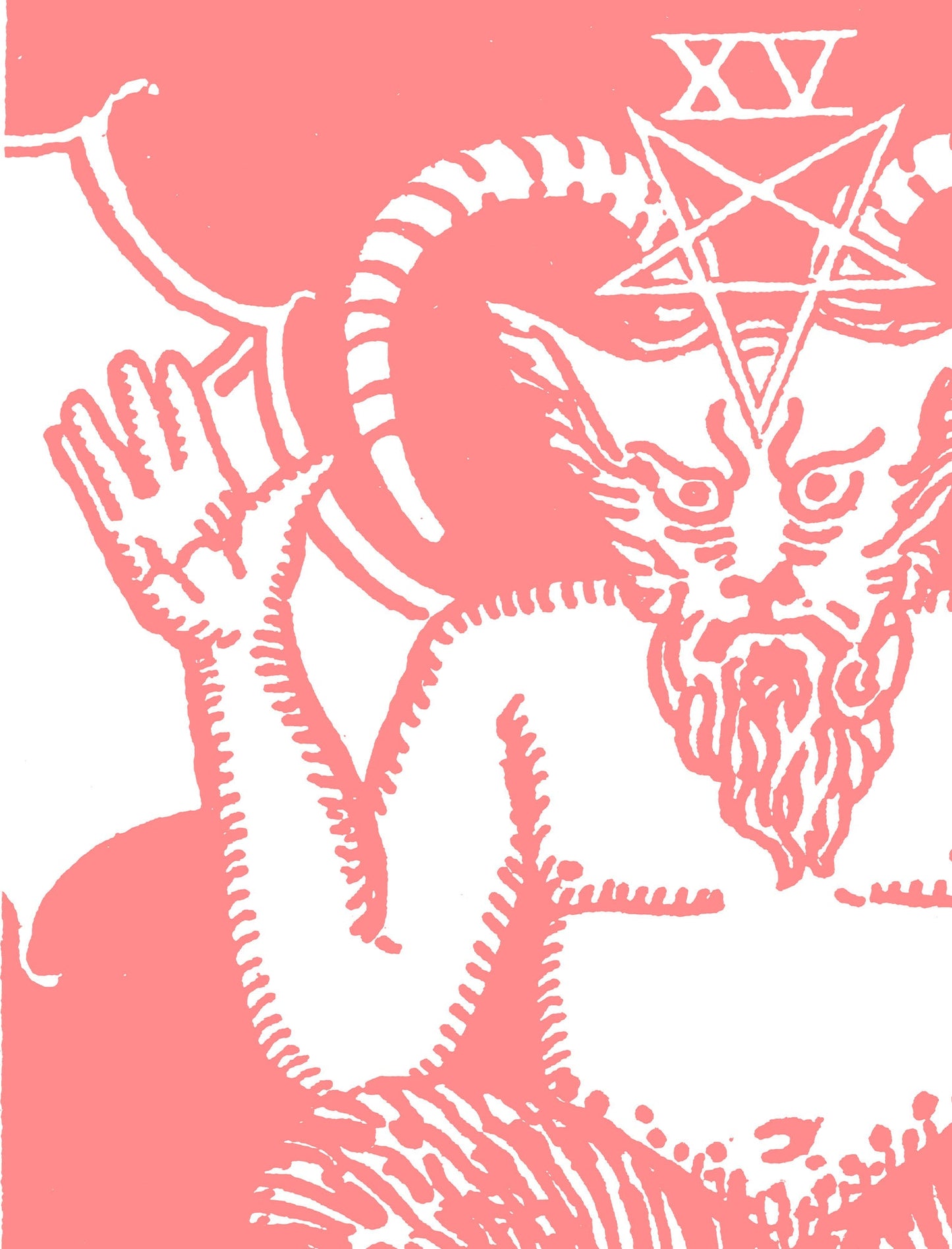 The Devil - Tarot Card Print - Tarot Card The Devil Card Pink and White Poster, No Frame