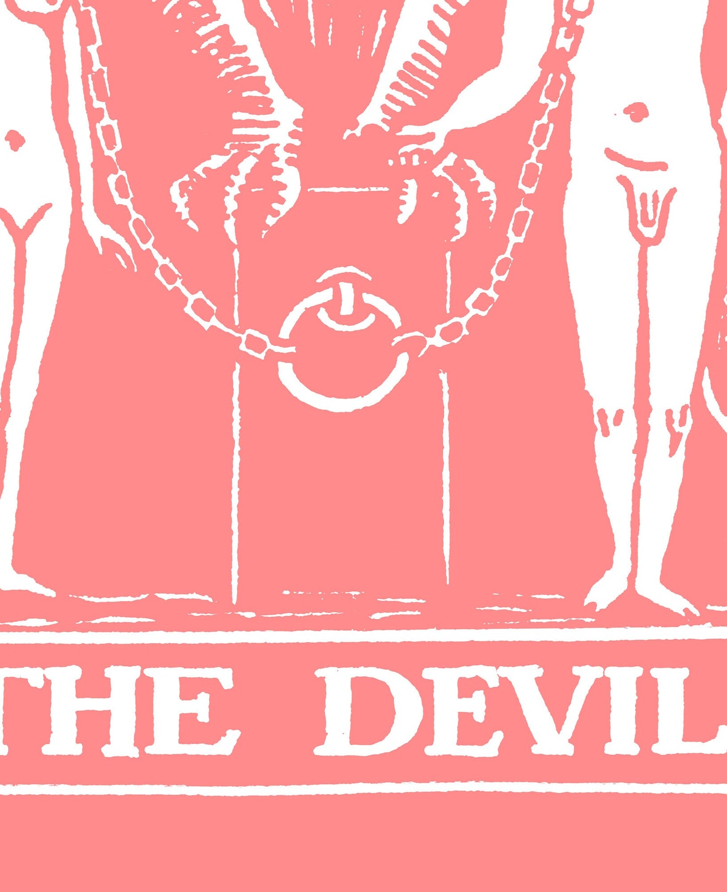 The Devil - Tarot Card Print - Tarot Card The Devil Card Pink and White Poster, No Frame