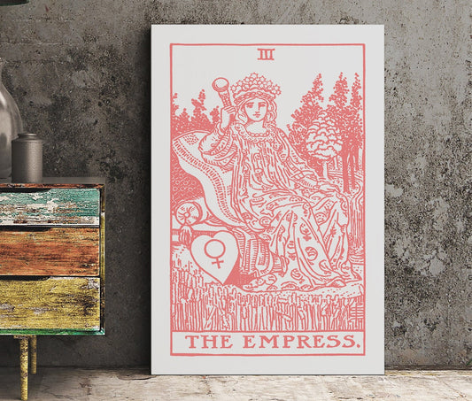 The Empress - Tarot Card Print - The Empress Card Pink and White Poster, No Frame