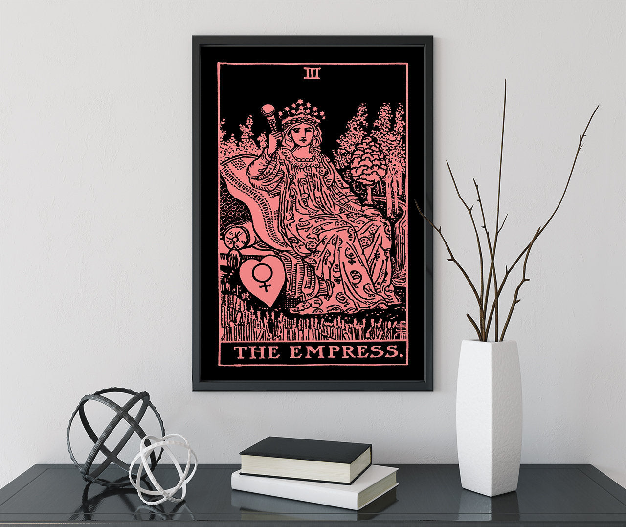 The Empress - Tarot Card Print - The Empress Card Pink and White Poster, No Frame