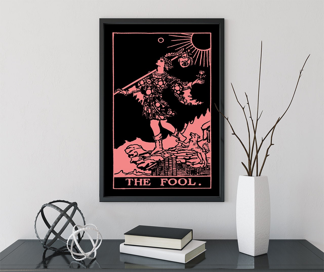 The Fool - Tarot Card Print - The Fool Card Pink and White Poster, No Frame