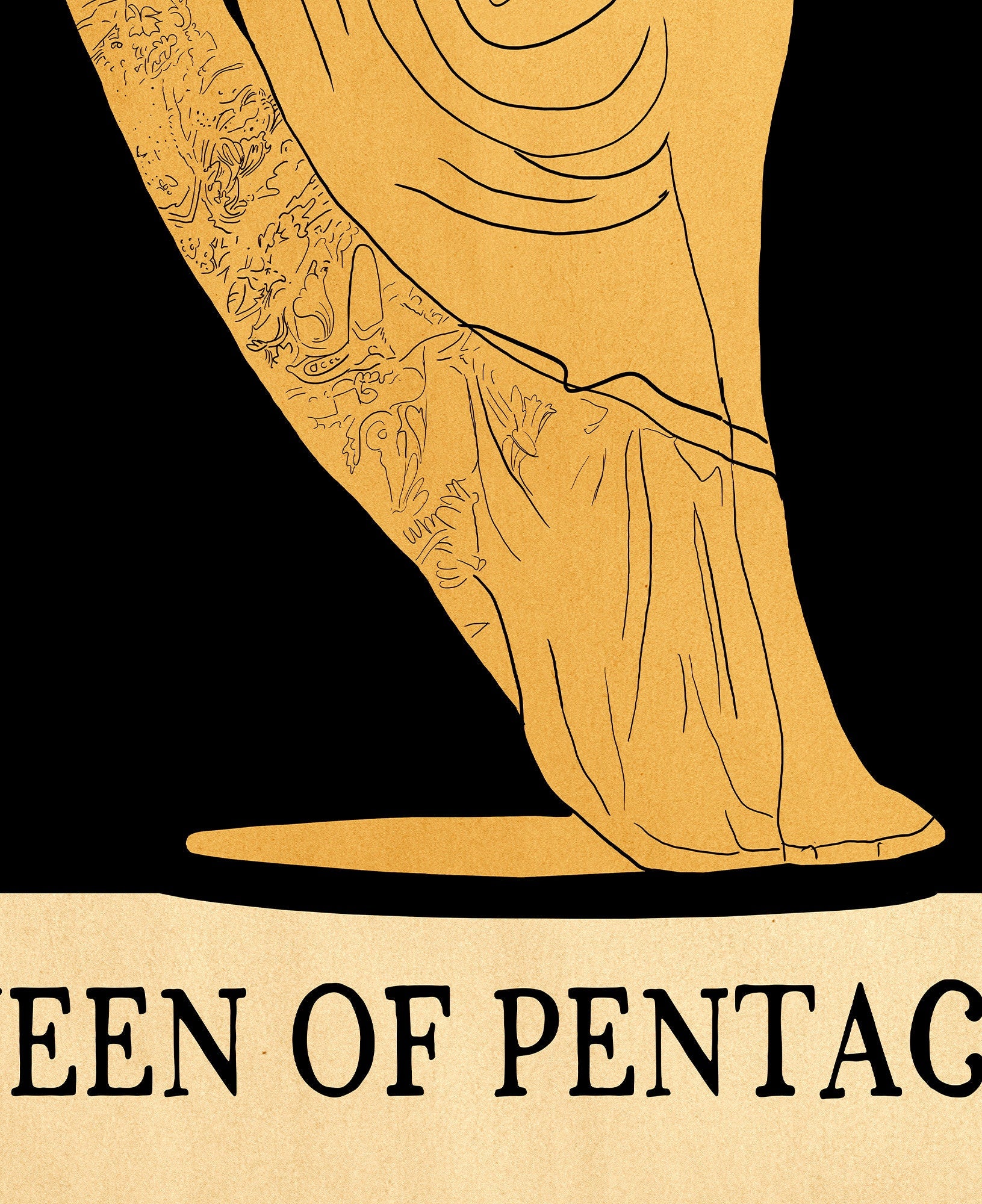 Queen Of Pentacles- Tarot Card Print from the Green Menagerie Tarot - The Queen Of Pentacles Card Poster, No Frame