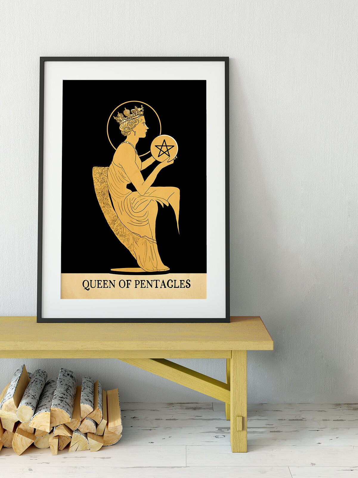 Queen Of Pentacles- Tarot Card Print from the Green Menagerie Tarot - The Queen Of Pentacles Card Poster, No Frame