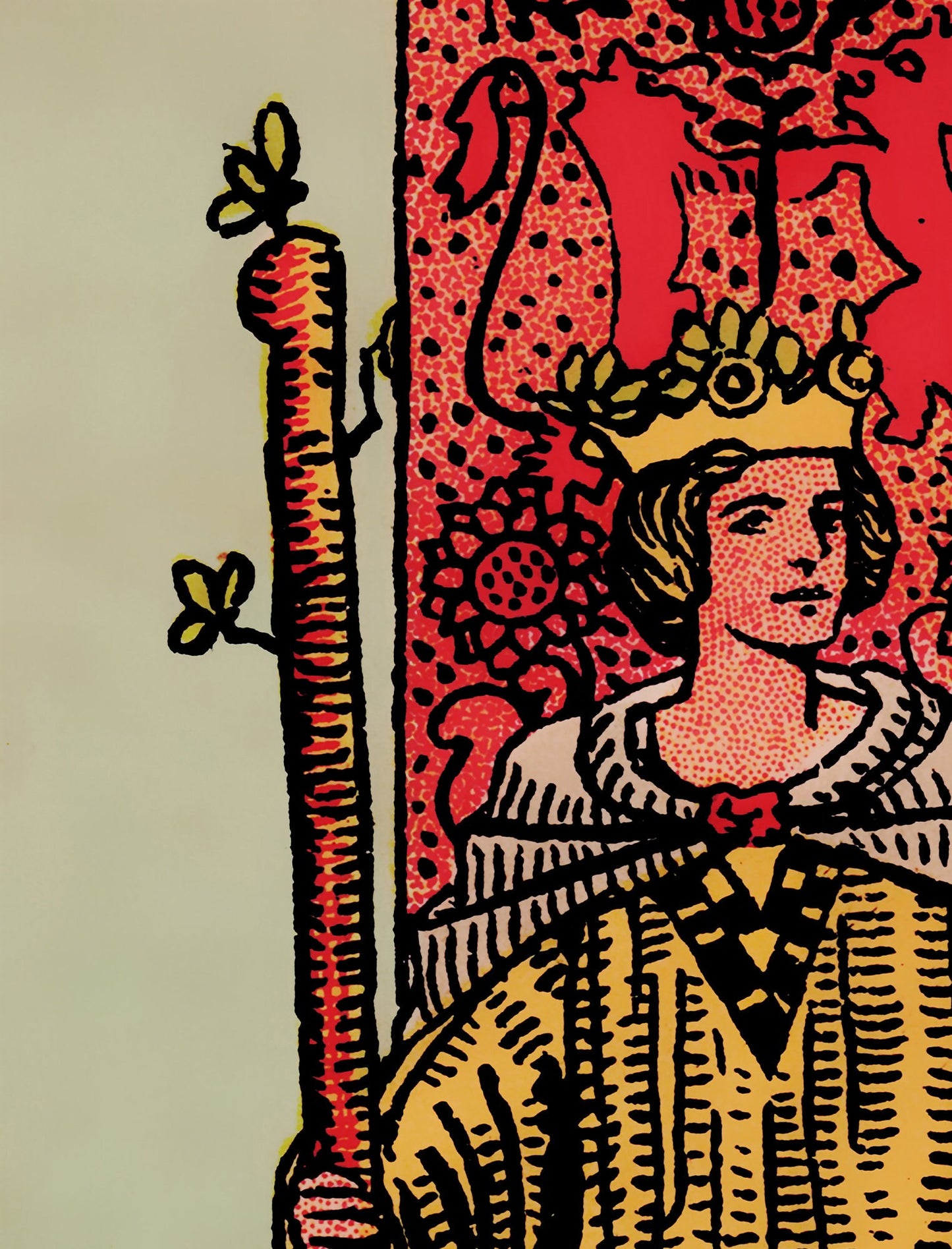 Queen Of Wands- Tarot Card Print - The Queen Of Wands Card Poster, No Frame