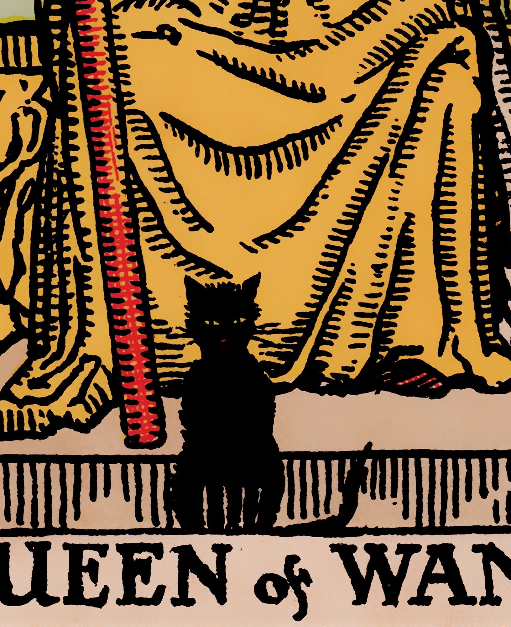 Queen Of Wands- Tarot Card Print - The Queen Of Wands Card Poster, No Frame