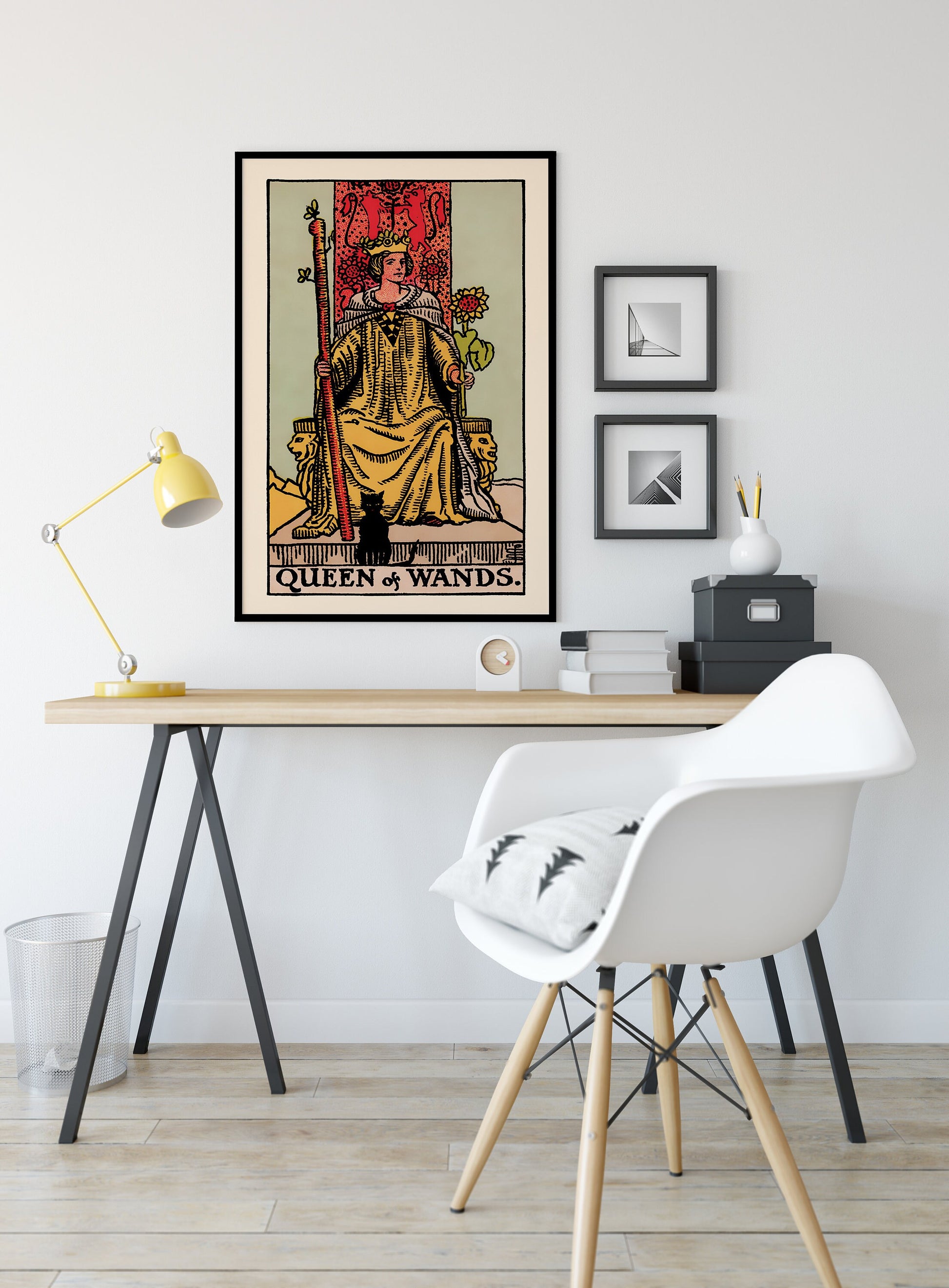 Queen Of Wands- Tarot Card Print - The Queen Of Wands Card Poster, No Frame