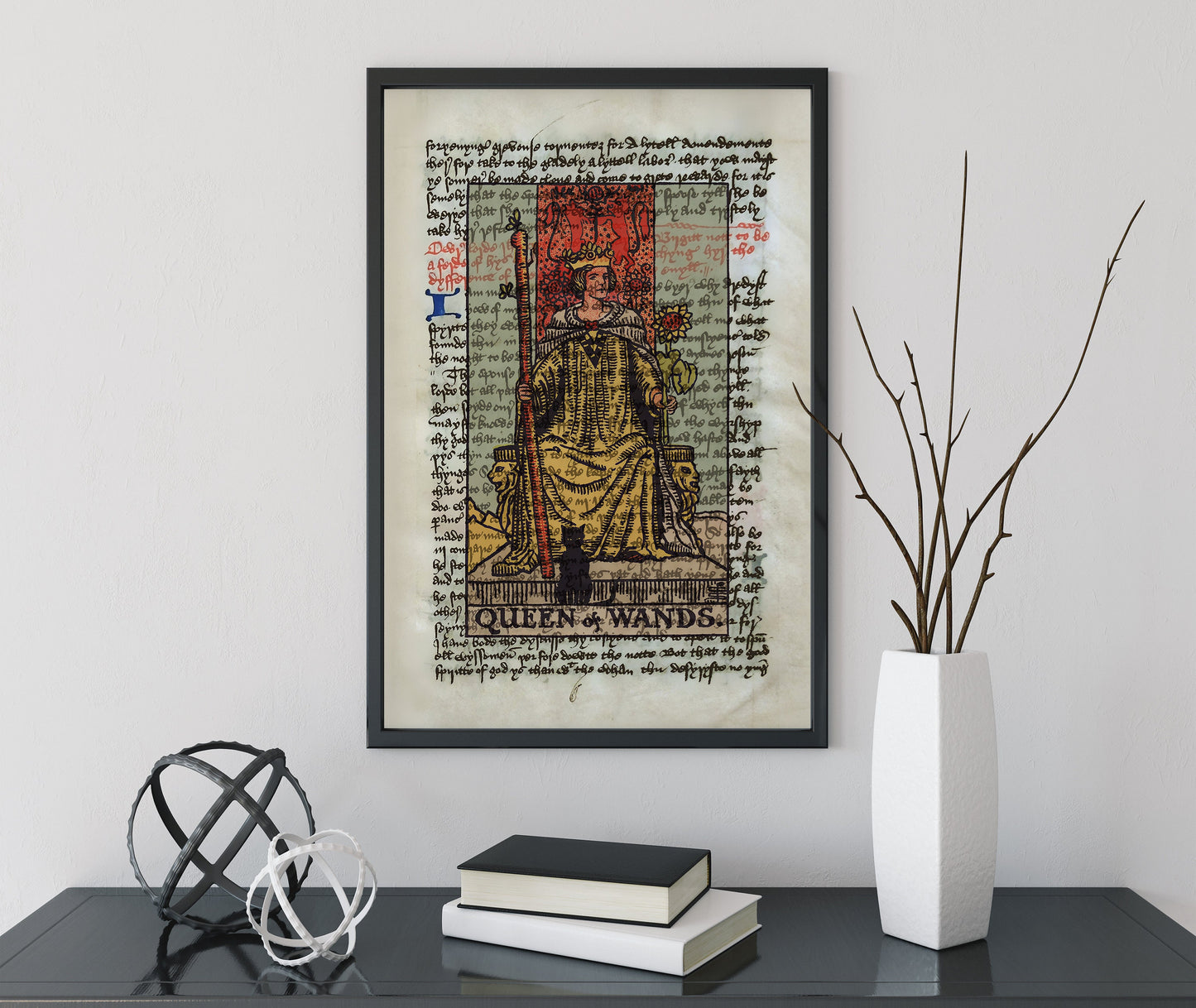 Queen of Wands Tarot Card Print - The Queen of Wands Poster, Tarot Card Poster, Tarot art, Tarot wall art, Tarot Gift, Major Arcana