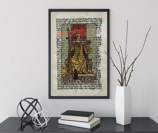 Queen of Wands Tarot Card Print - The Queen of Wands Poster, Tarot Card Poster, Tarot art, Tarot wall art, Tarot Gift, Major Arcana
