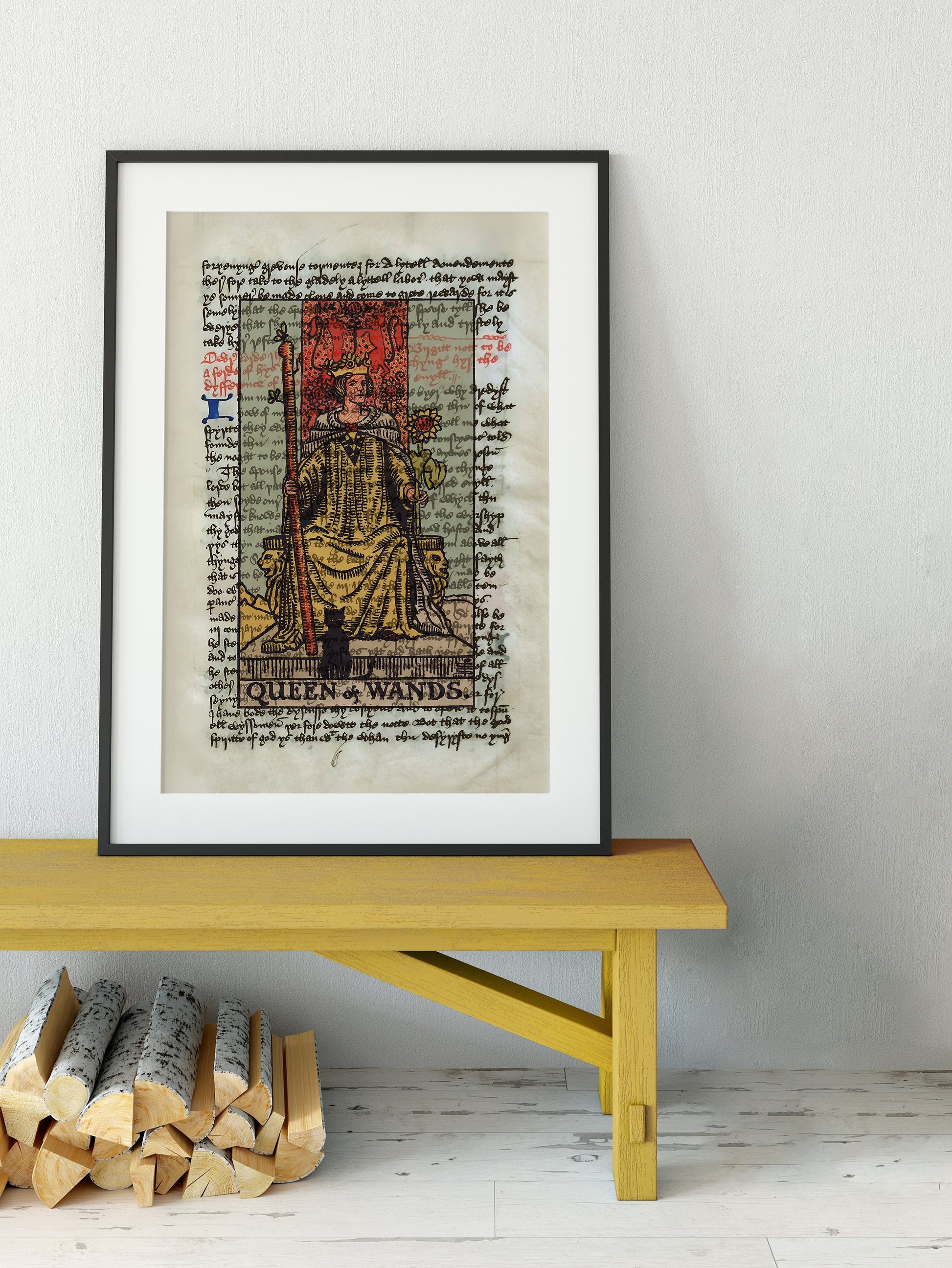 Queen of Wands Tarot Card Print - The Queen of Wands Poster, Tarot Card Poster, Tarot art, Tarot wall art, Tarot Gift, Major Arcana