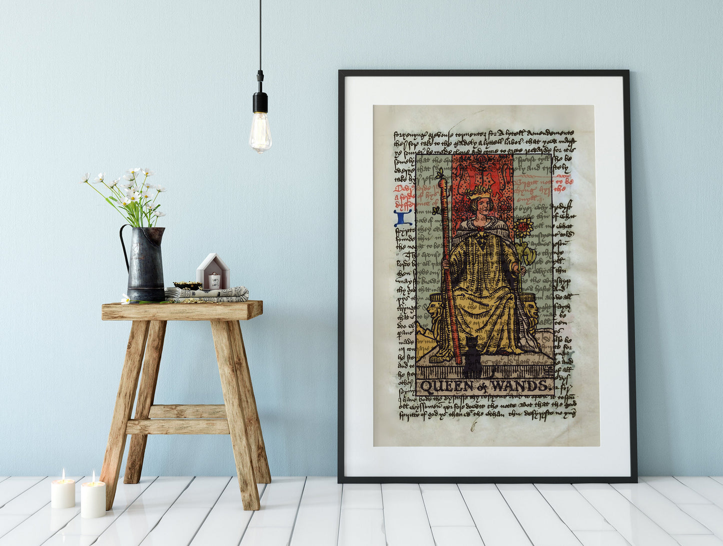 Queen of Wands Tarot Card Print - The Queen of Wands Poster, Tarot Card Poster, Tarot art, Tarot wall art, Tarot Gift, Major Arcana