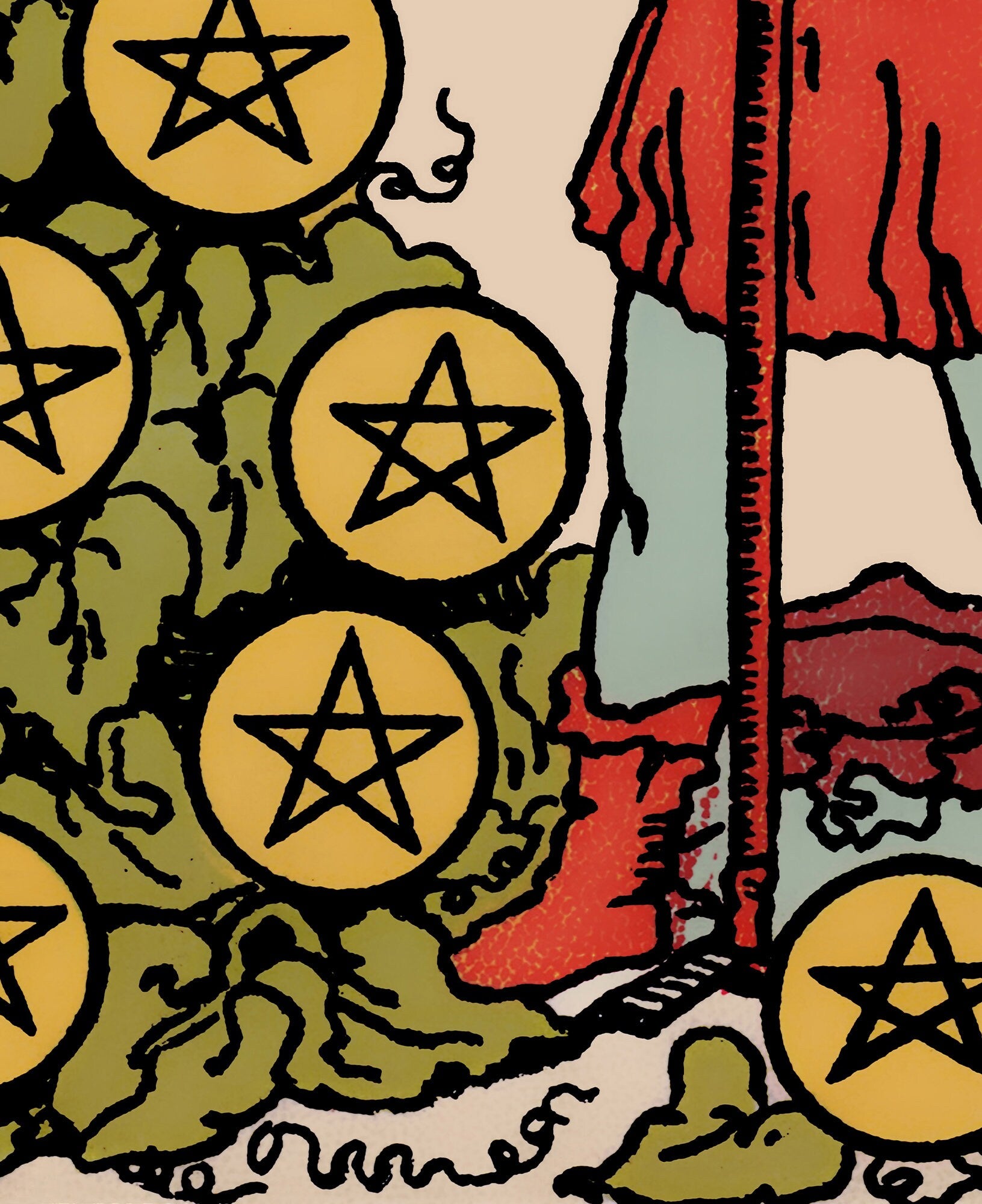 Seven of Pentacles- Tarot Card Print - The 7 of Pentacles Card Poster, No Frame
