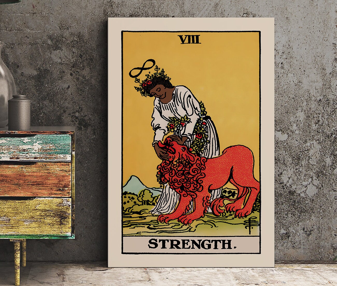 Strength- Tarot Card Print - The Strength Black Woman Card Poster, No Frame