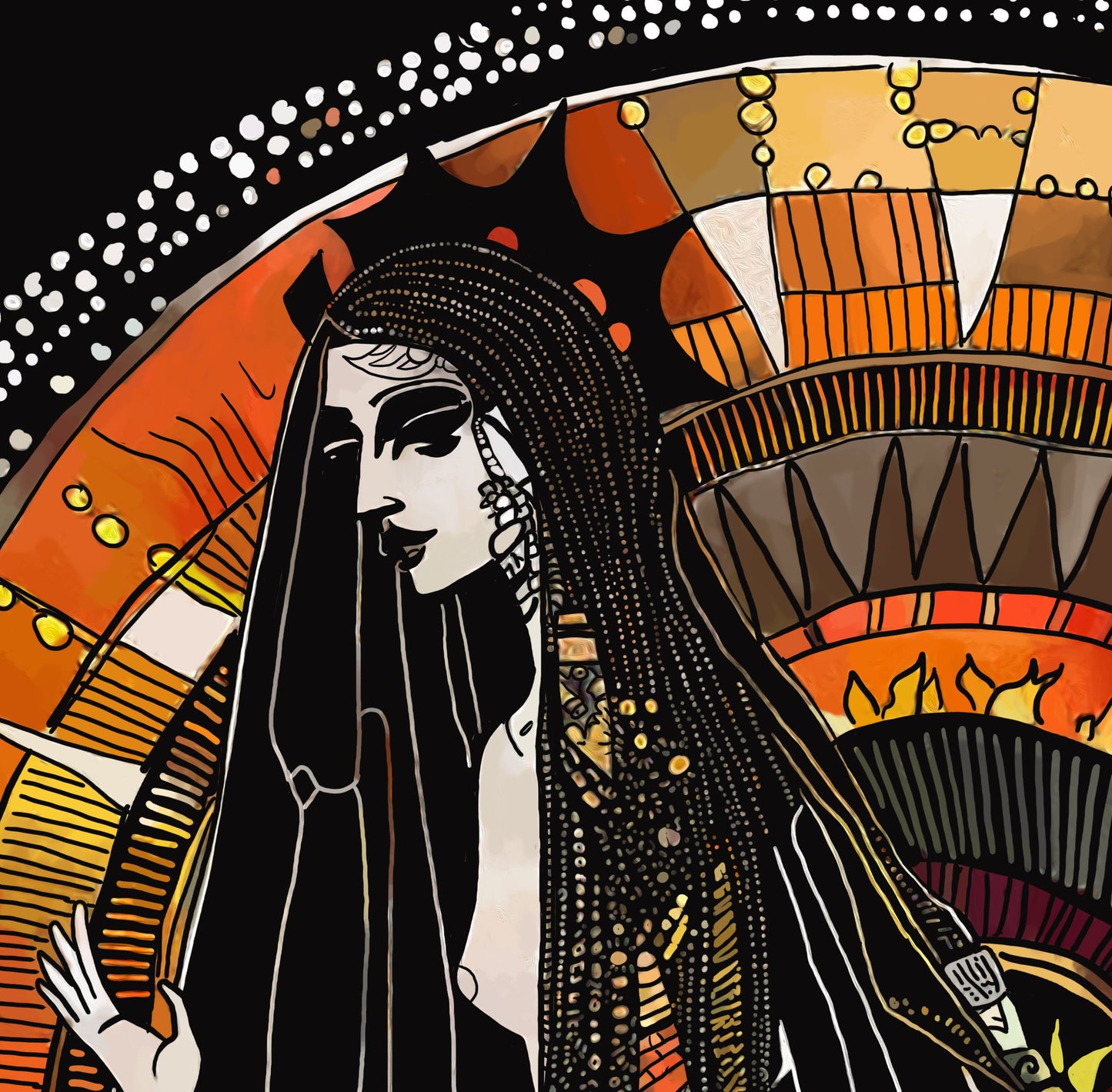 Sun Goddess Art - Hand Drawn Print, Dark Academia (No Frame)