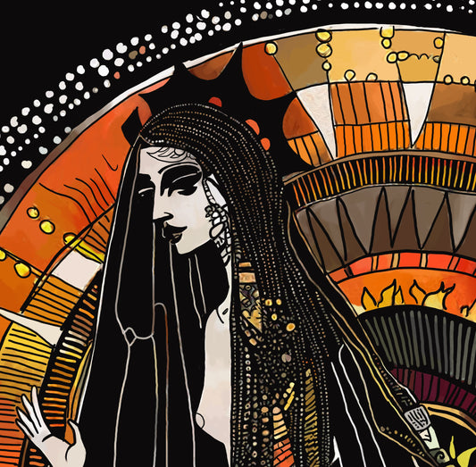 Sun Goddess Art Hand Drawn Print Unframed Dark Academia Decor by My Store